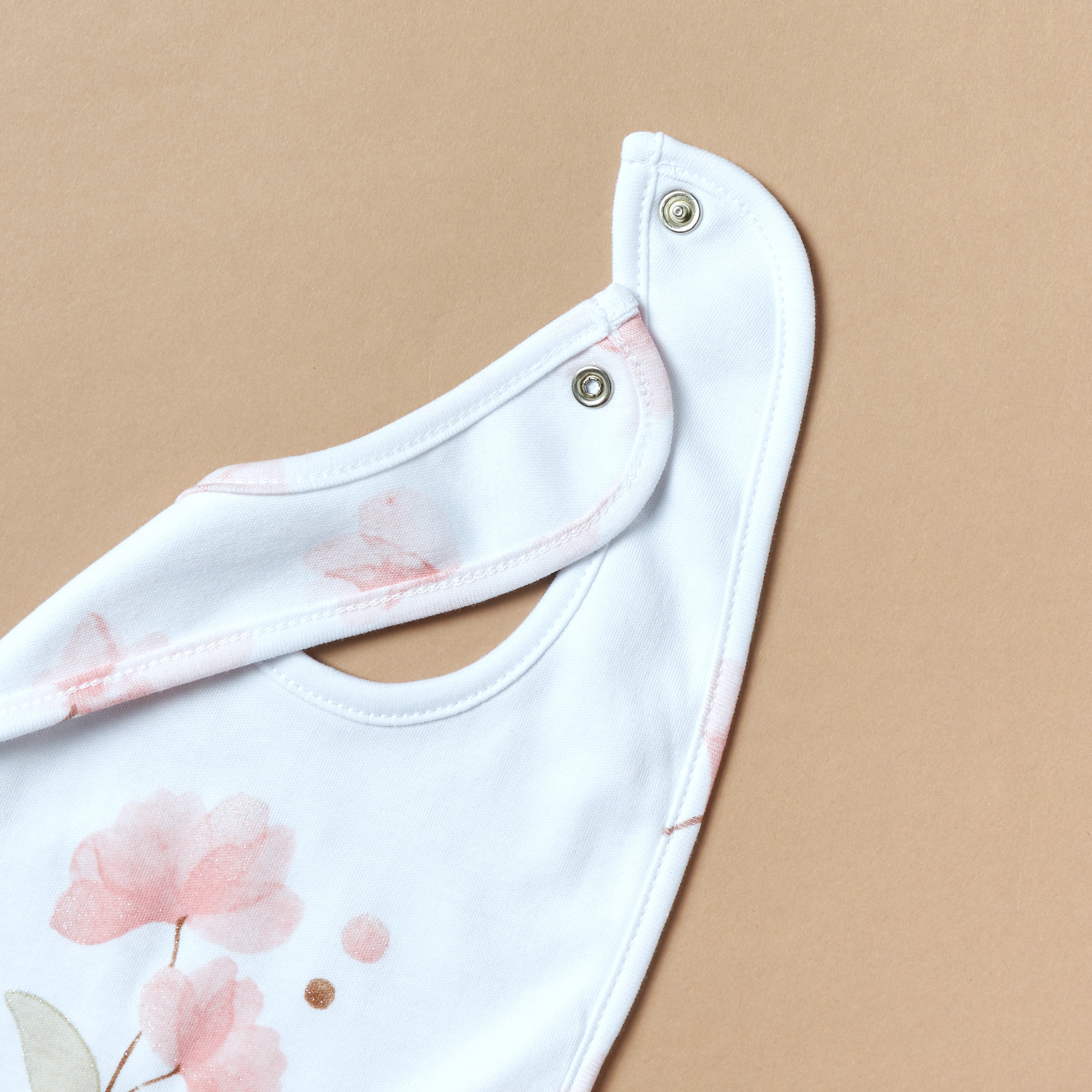Juniors Floral Print Bib with Button Closure-baby-feeding-bibs-image-3