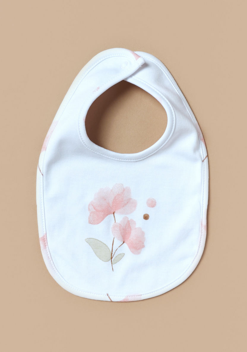 Juniors Floral Print Bib with Button Closure-Bibs and Burp Cloths-image-3