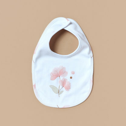 Juniors Floral Print Bib with Button Closure-Bibs and Burp Cloths-image-3