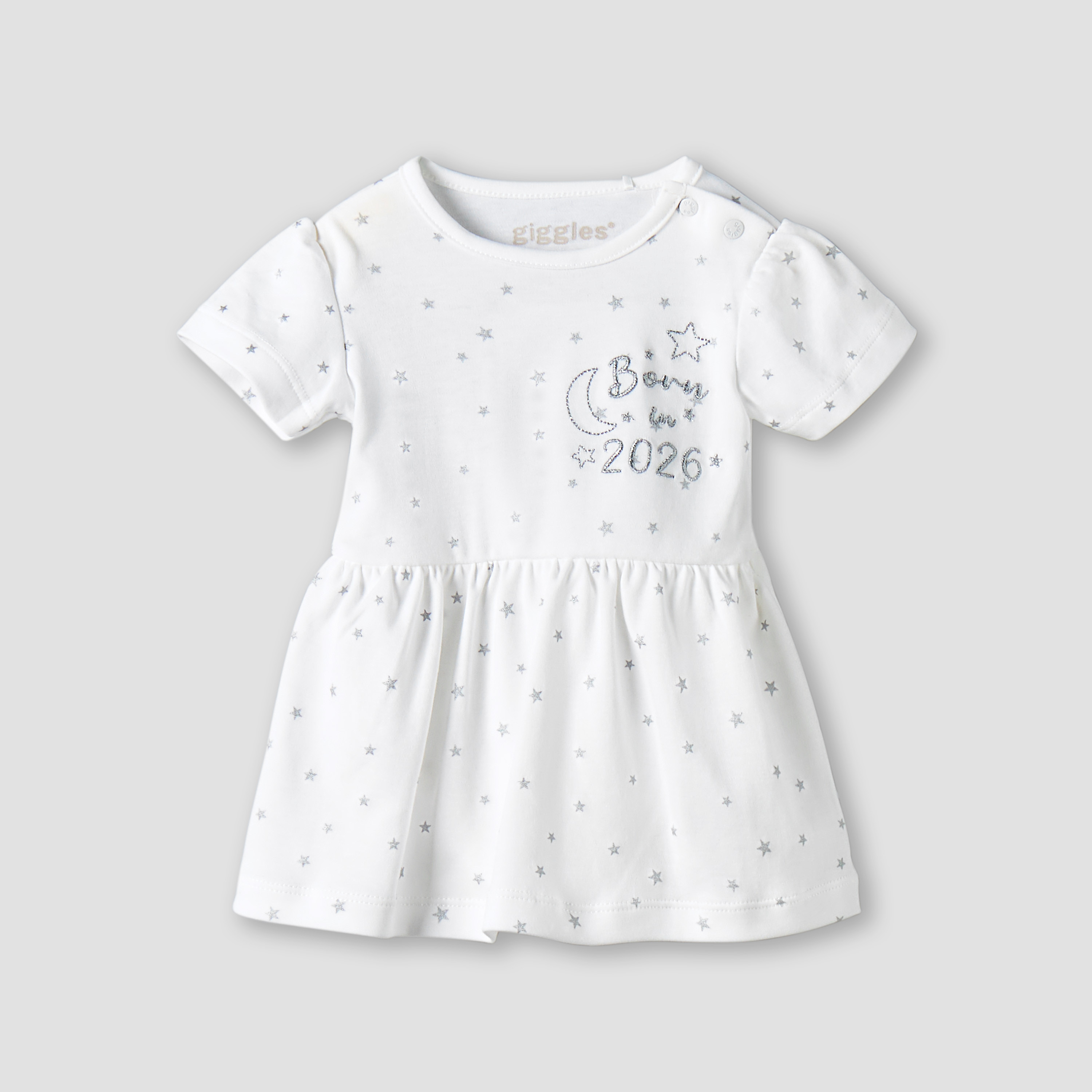 Giggles Round Neck Short Sleeve Dress with Snap Button Closure-baby-girls-clothing-dressesandjumpsuits-image-3