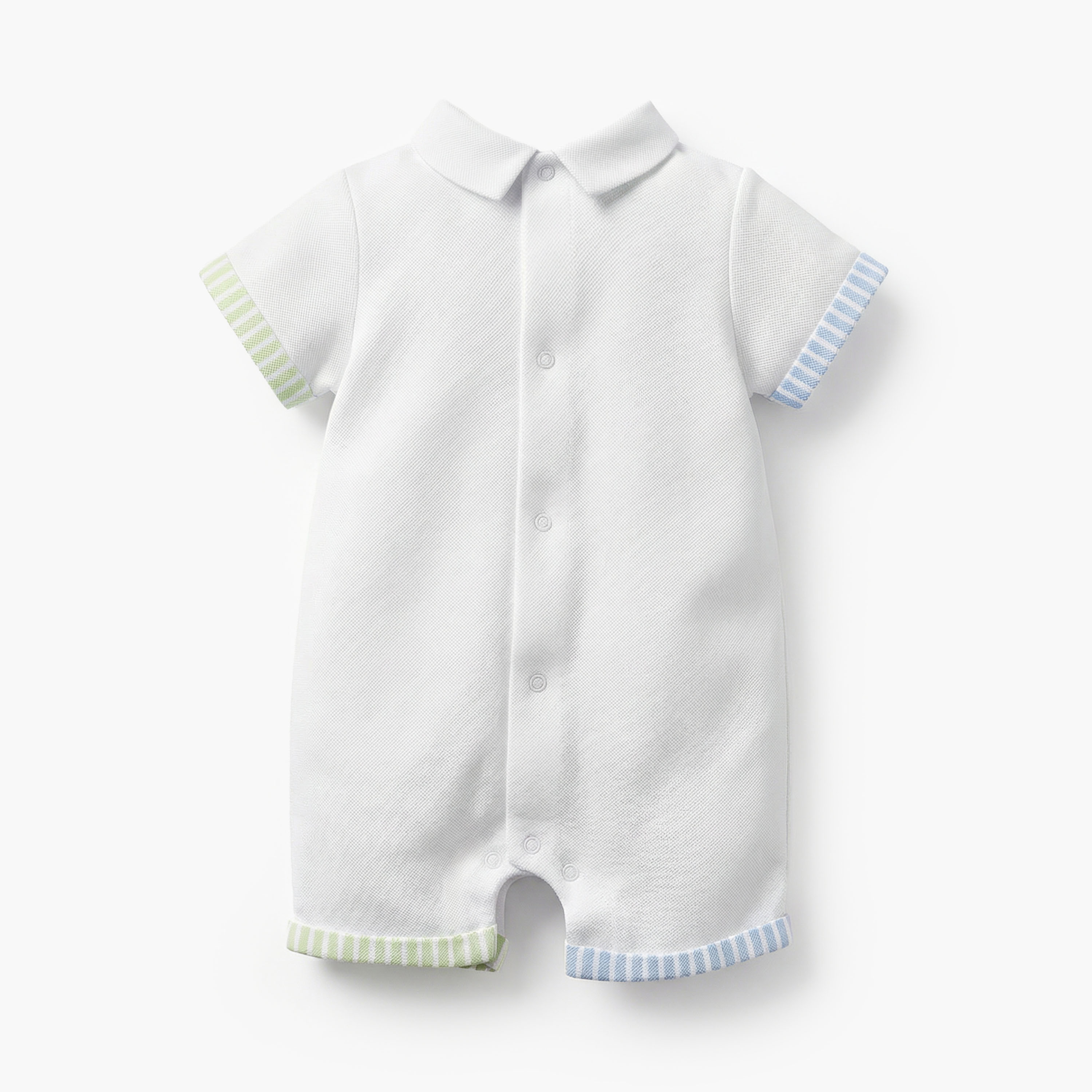 Juniors Collared Short Sleeves Romper with Bear Embroidery-baby-boys-clothing-rompers-image-3