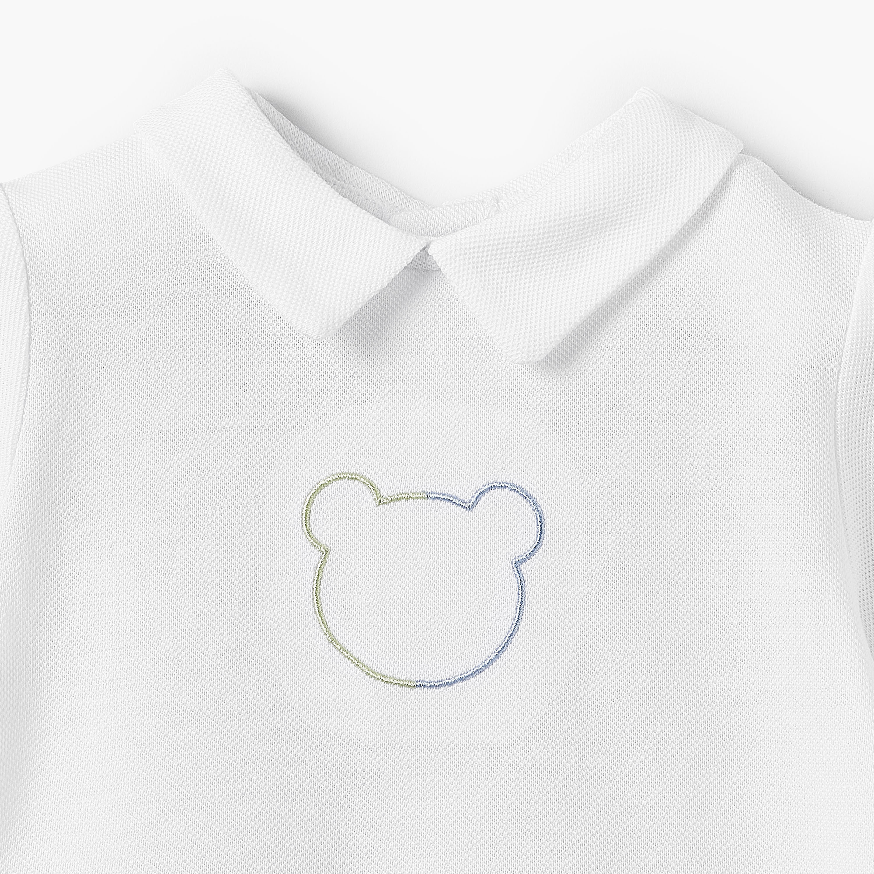 Juniors Collared Short Sleeves Romper with Bear Embroidery-baby-boys-clothing-rompers-image-4