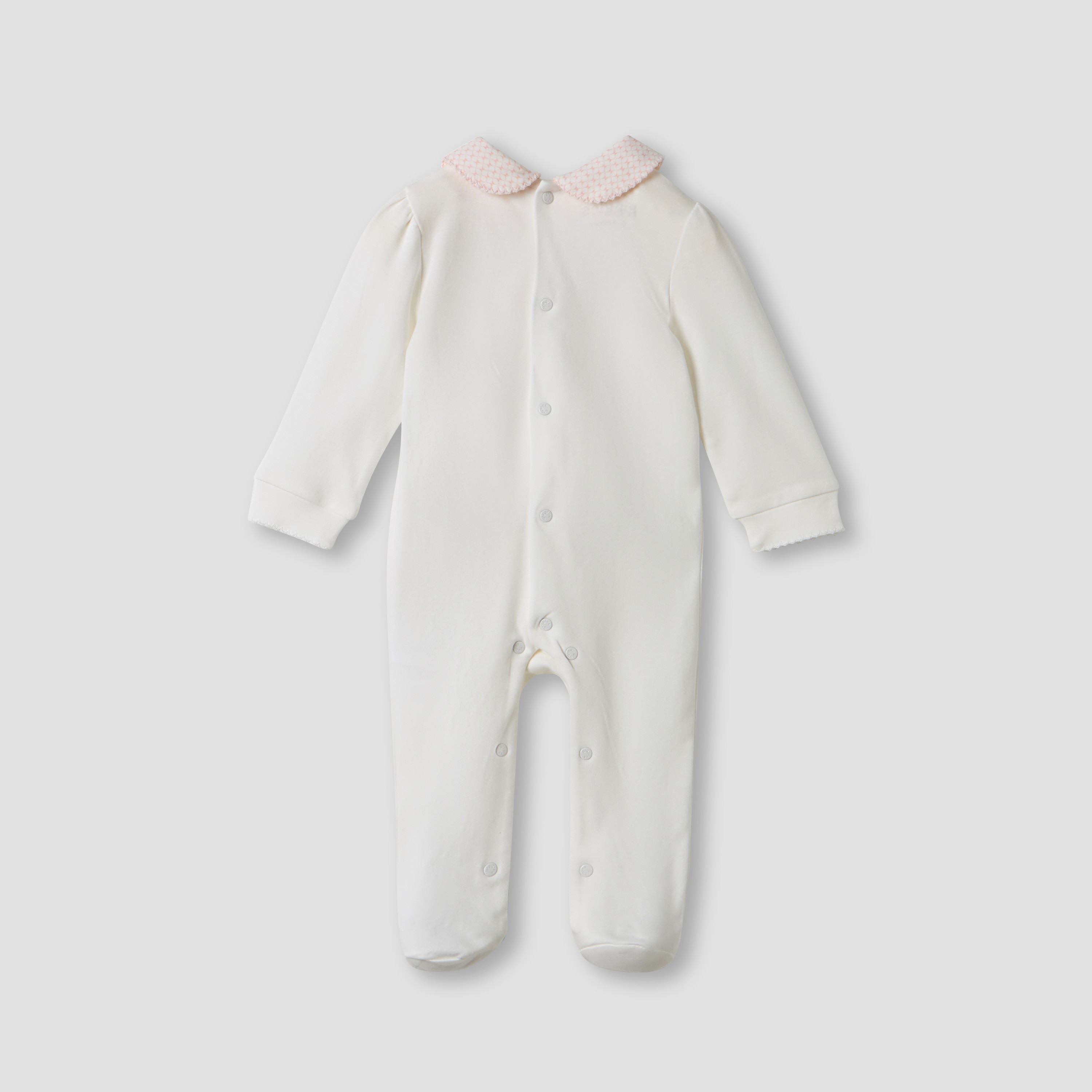 Giggles Bow Accent Collared Closed Feet Sleepsuit with Long Sleeves-baby-girls-clothing-nightwear-sleepsuits-image-2