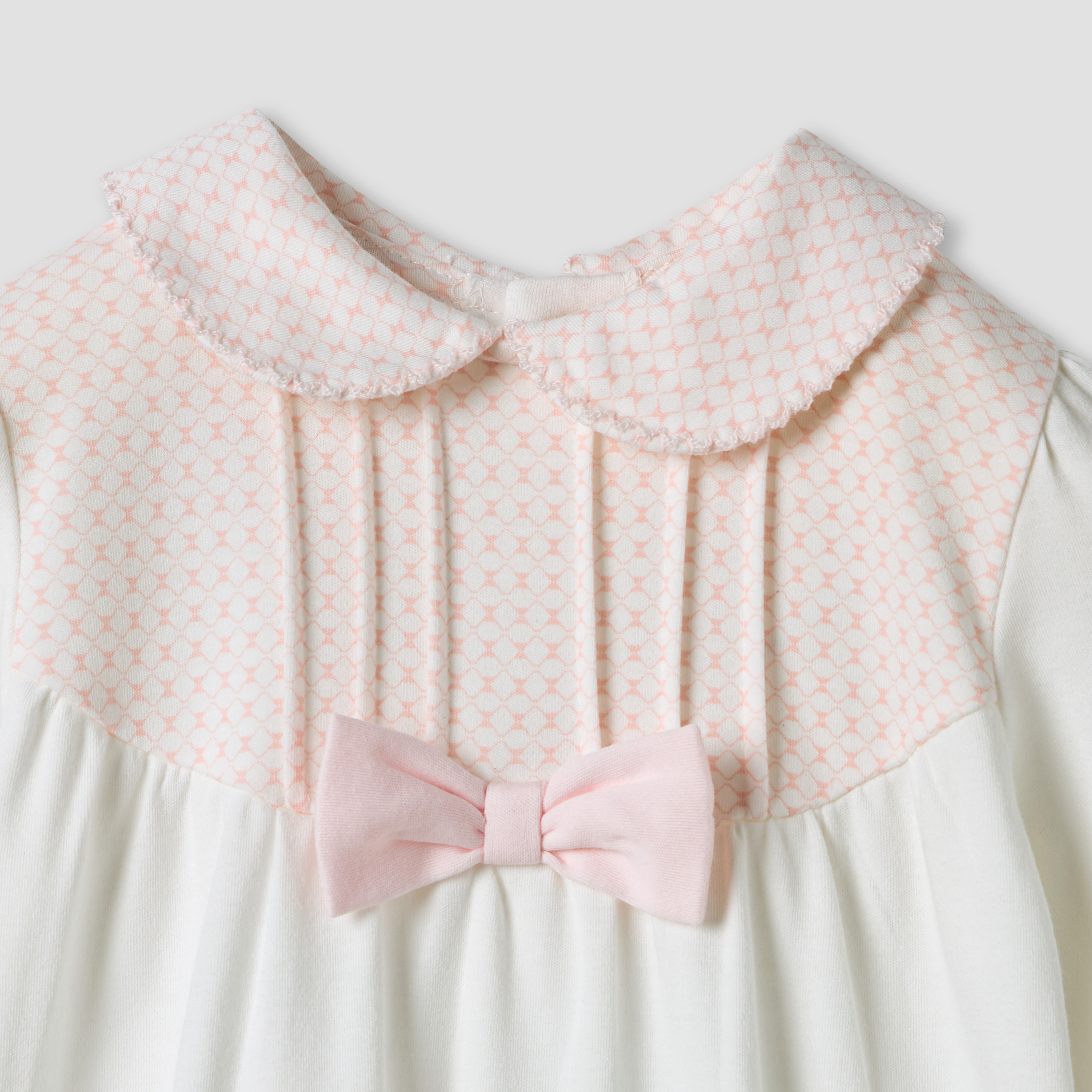Giggles Bow Accent Collared Closed Feet Sleepsuit with Long Sleeves-baby-girls-clothing-nightwear-sleepsuits-image-3
