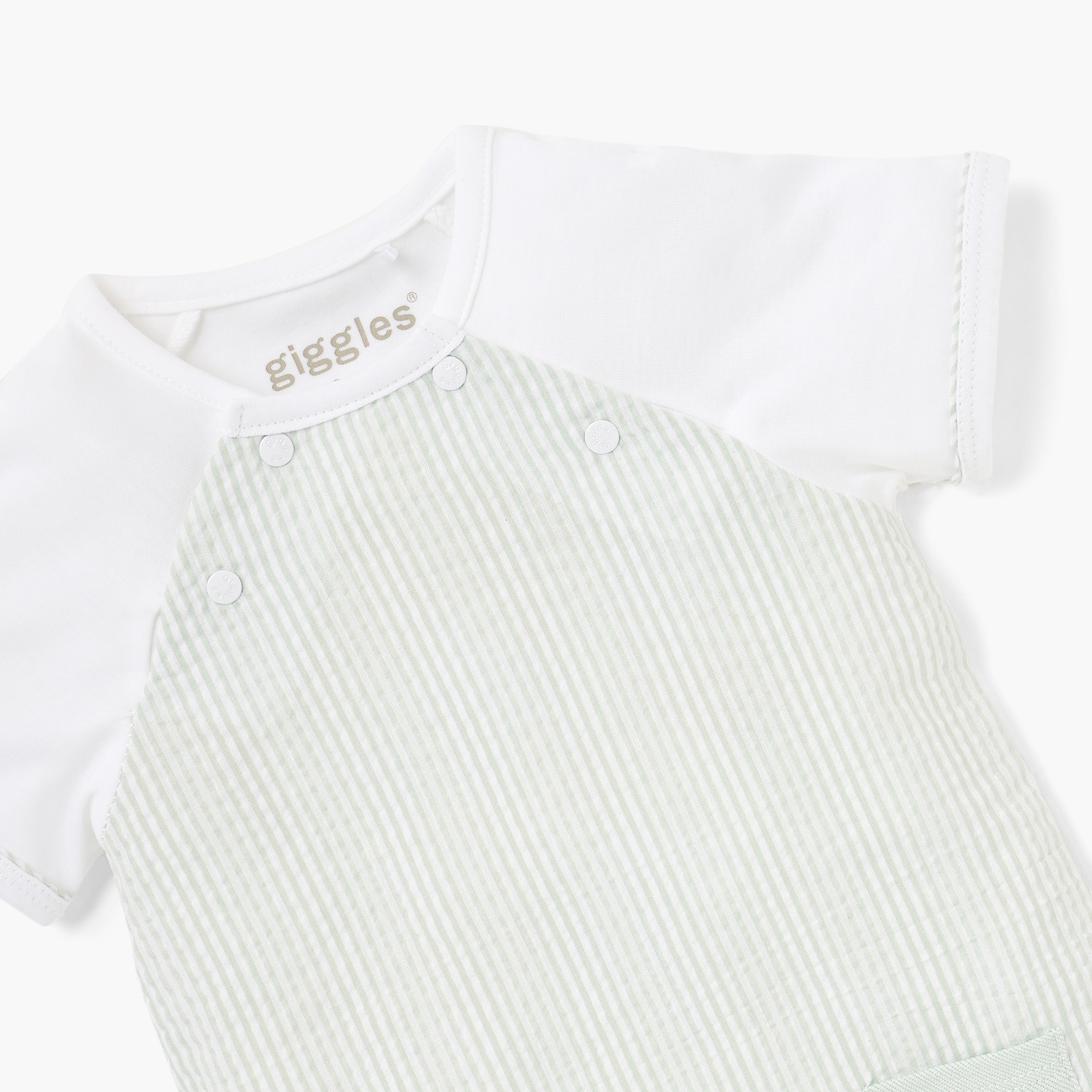 Giggle Striped Romper with Button Closure and Short Sleeves-baby-boys-clothing-rompers-image-3