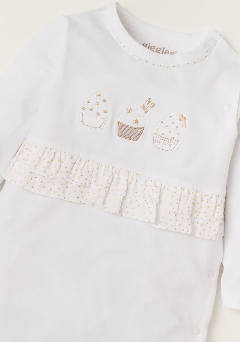 Giggles Embroidered Closed Feet Sleepsuit with Long Sleeves-Sleepsuits-image-1