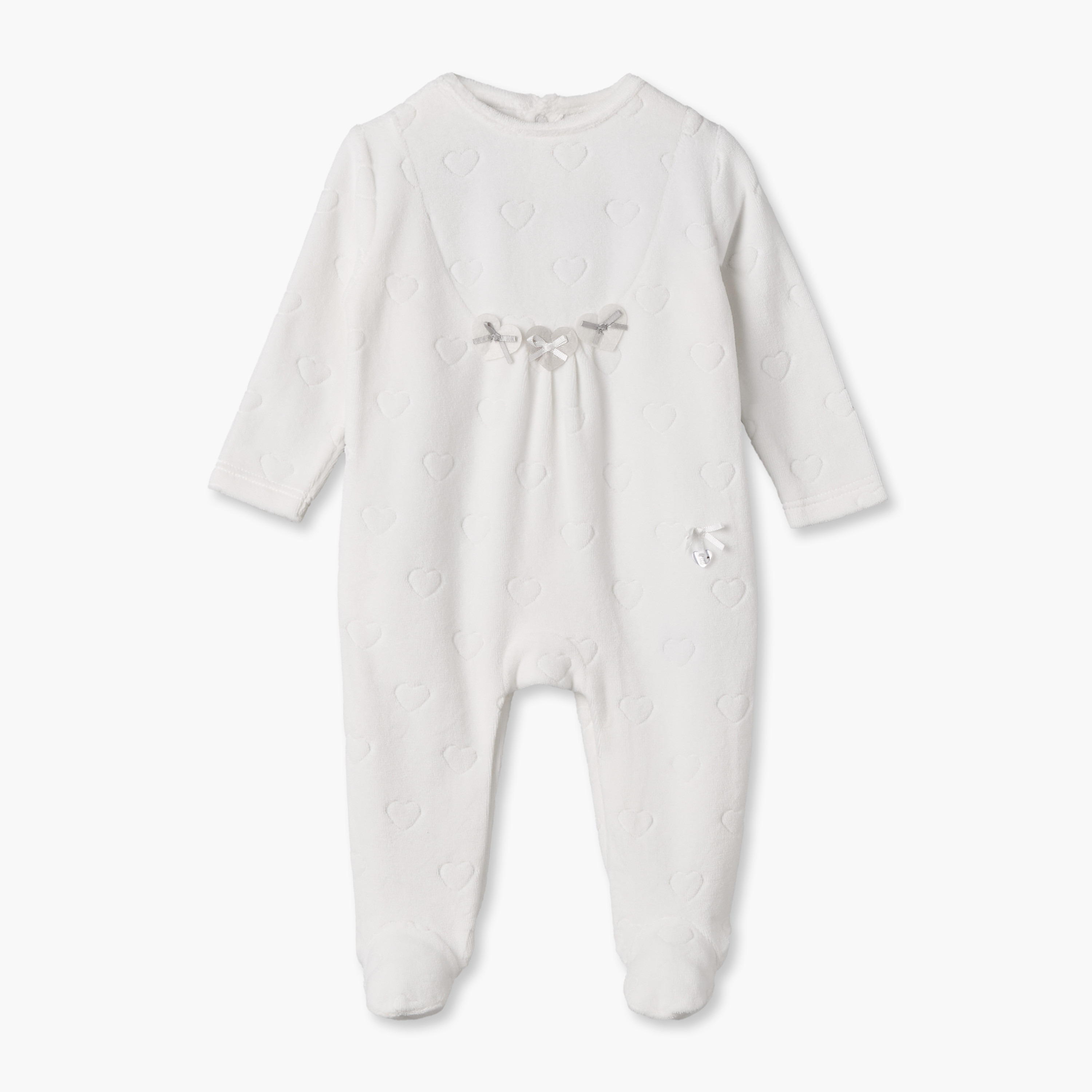 Giggles Crew Neck Long Sleeves Sleepsuit with Bow Applique-baby-girls-clothing-nightwear-sleepsuits-image-2