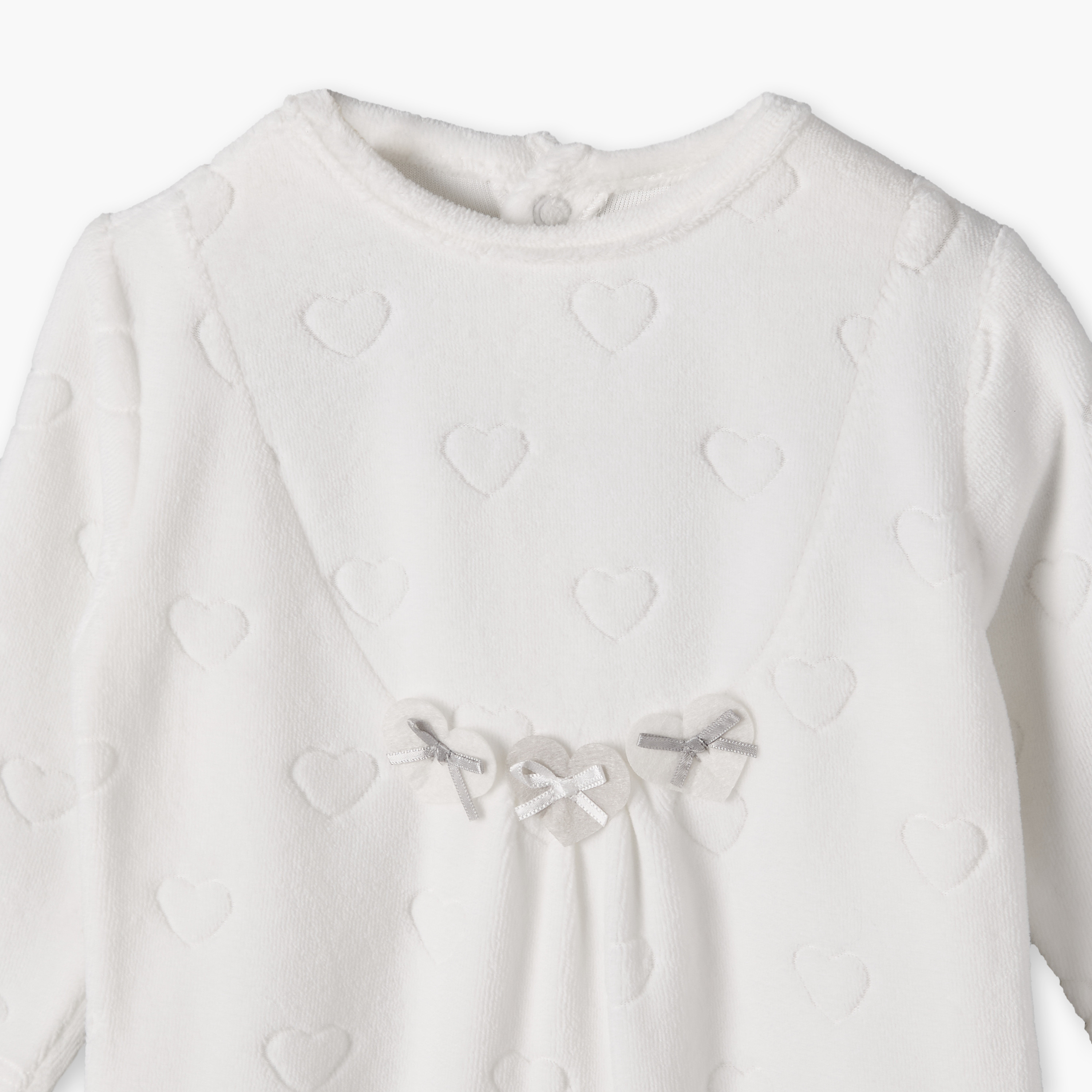 Giggles Crew Neck Long Sleeves Sleepsuit with Bow Applique-baby-girls-clothing-nightwear-sleepsuits-image-4