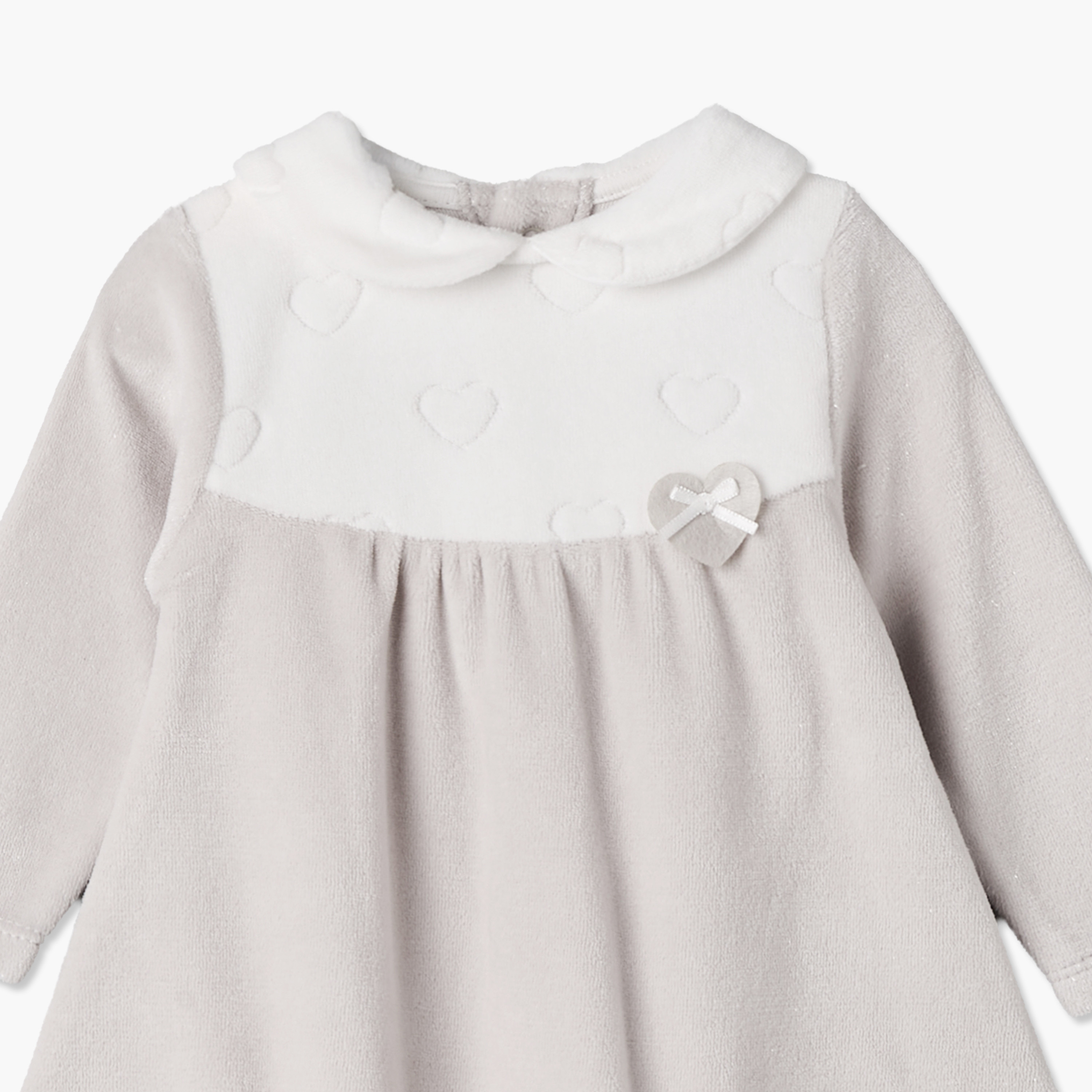 Giggles Peter Pan Collar Long Sleeves Knee Length Dress with Snap Button Closure-baby-girls-clothing-winterwear-dresses-image-4
