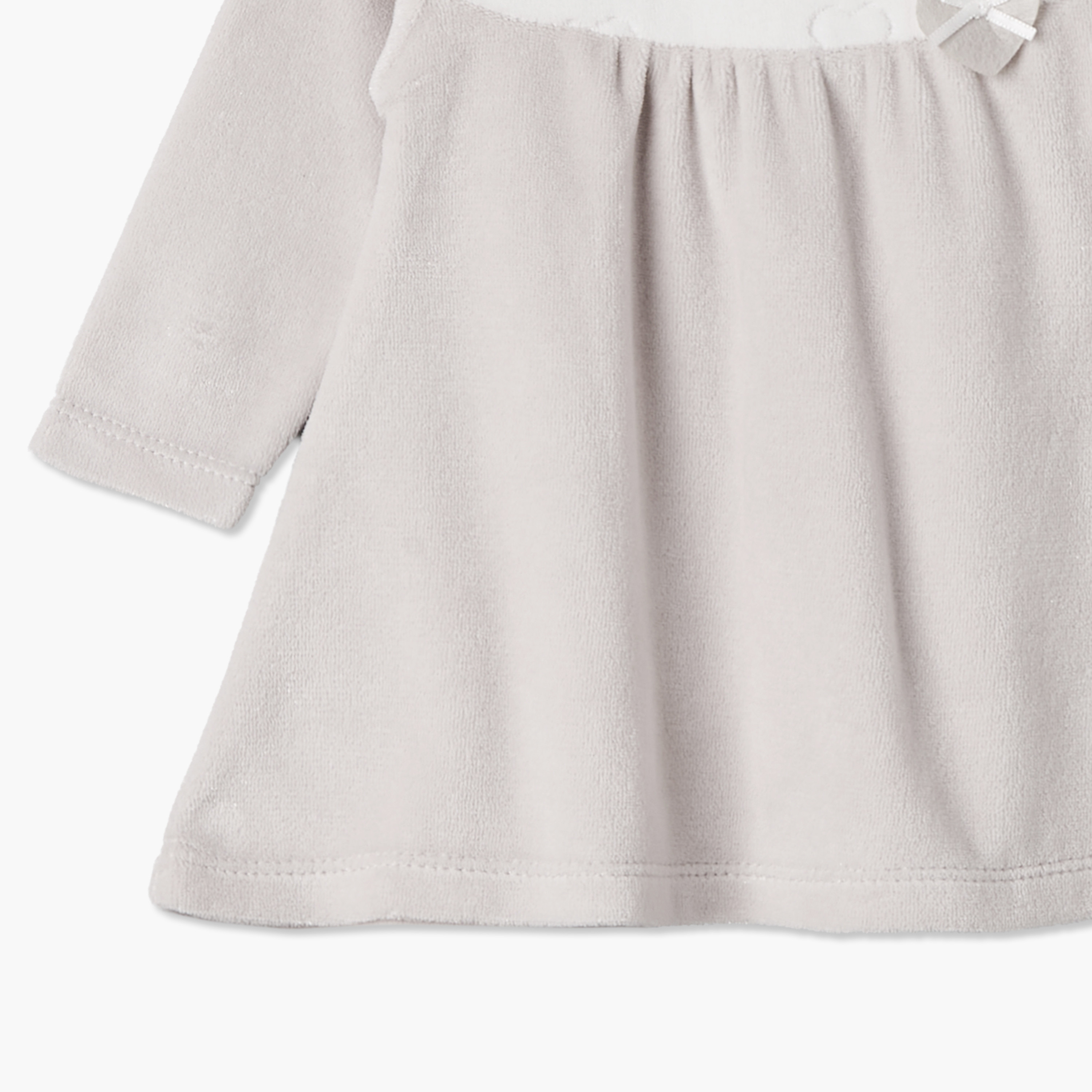 Giggles Peter Pan Collar Long Sleeves Knee Length Dress with Snap Button Closure-baby-girls-clothing-winterwear-dresses-image-5