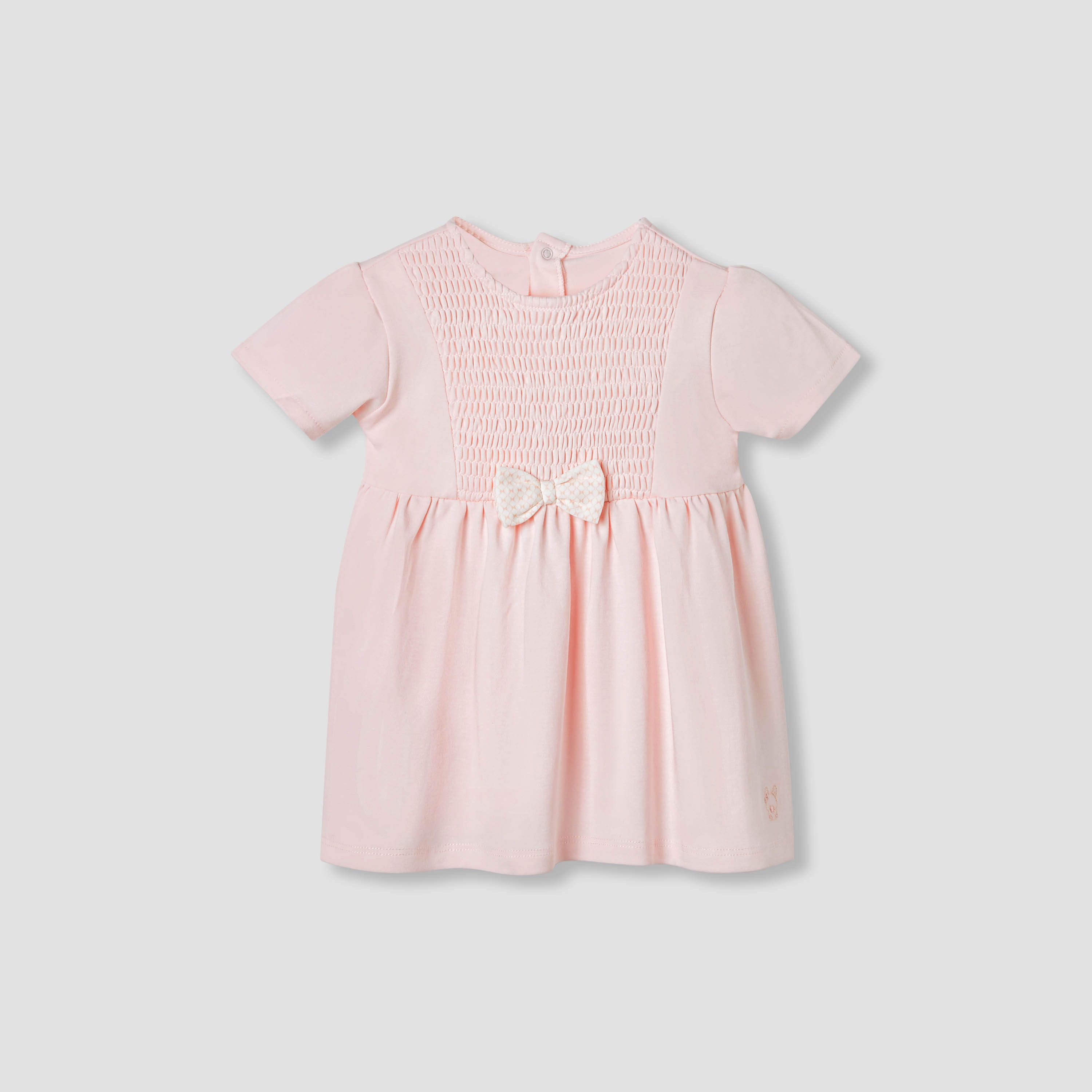 فستان إيه لاين بتفاصيل مدرزة وفيونكة من جيجلز-baby-girls-clothing-dressesandjumpsuits-image-1
