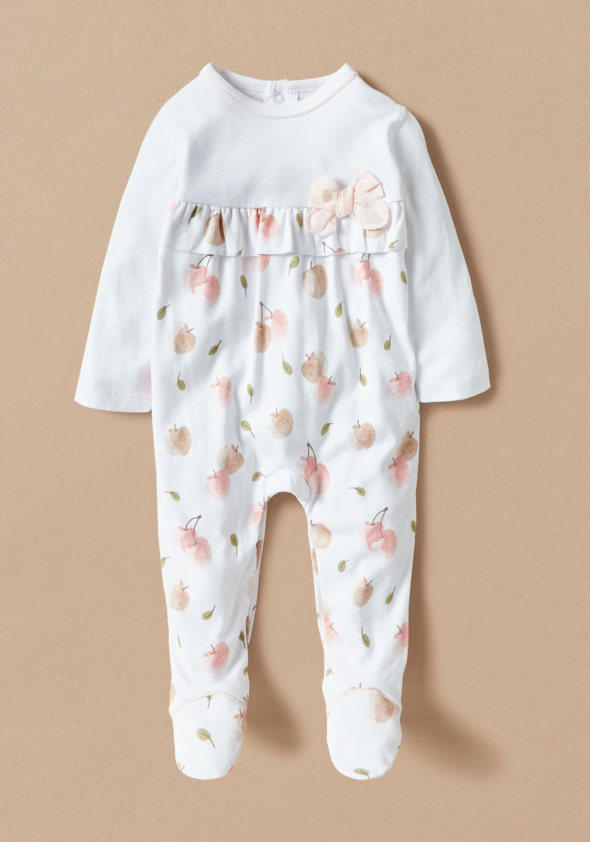 Juniors Cherry Print Closed Feet Sleepsuit with Ruffles-Sleepsuits-image-0