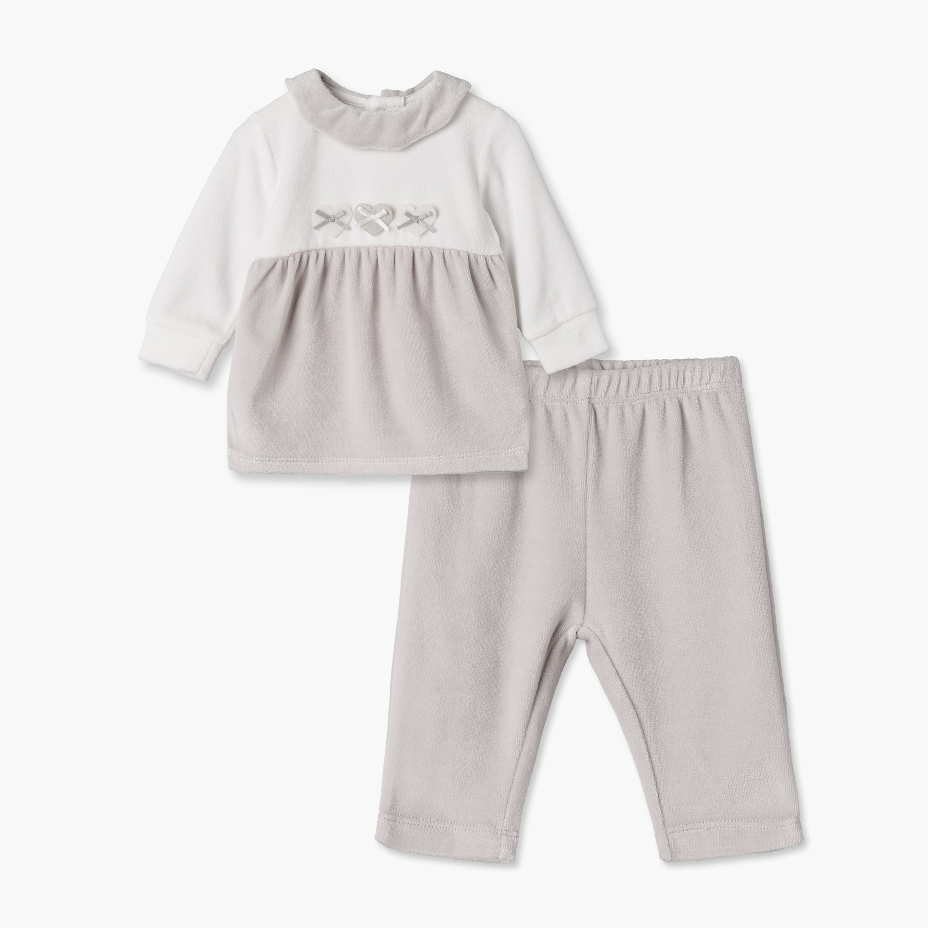 Giggles Collared Long Sleeves Pyjama Set with Heart Applique-baby-girls-clothing-nightwear-pyjamasets-image-2