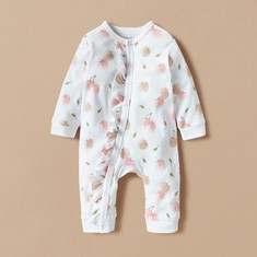 Juniors All-Over Cherry Print Sleepsuit with Ruffles