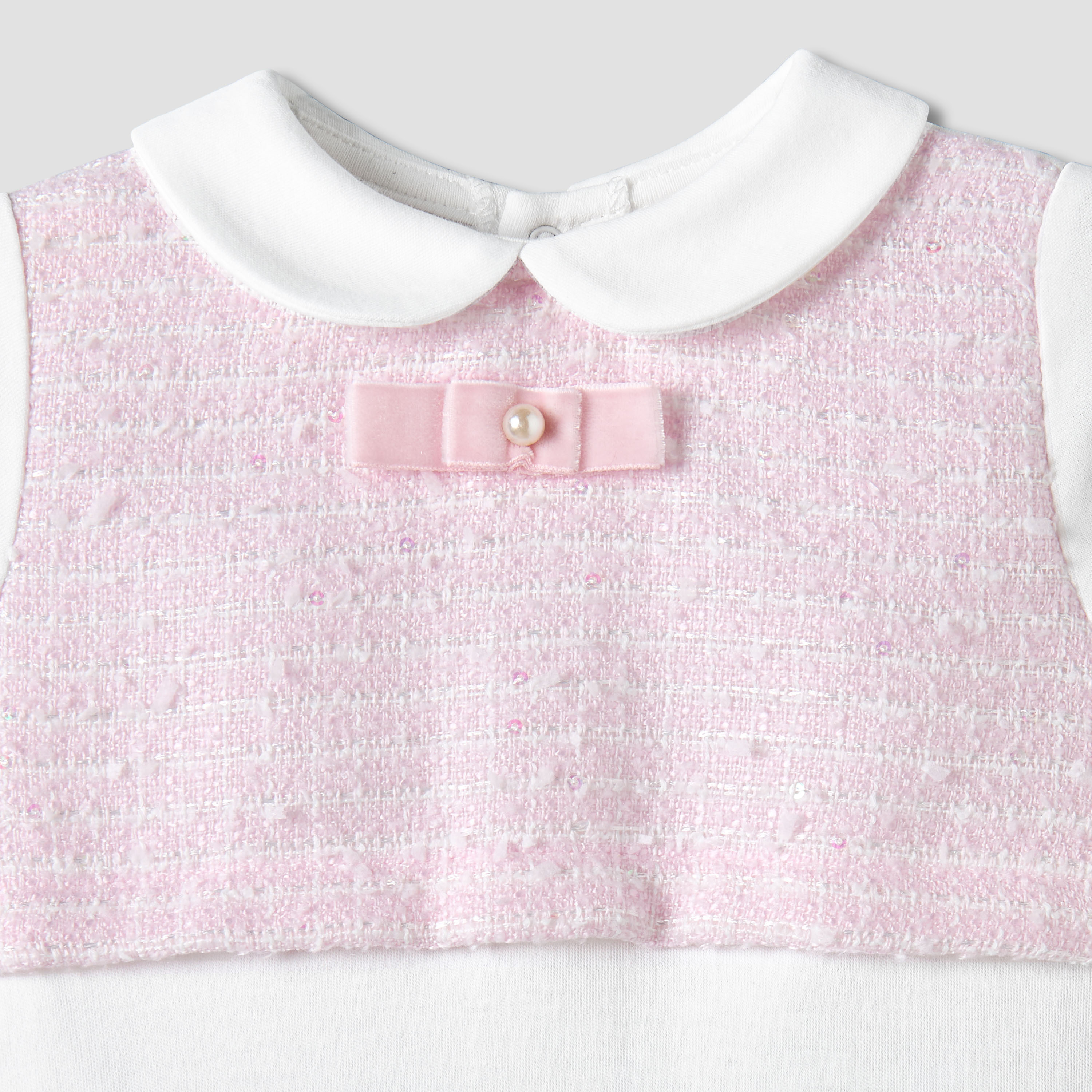 Giggles Supima Cotton Collared Long Sleeves Sleepsuit with Bow Detail-baby-girls-clothing-nightwear-sleepsuits-image-4