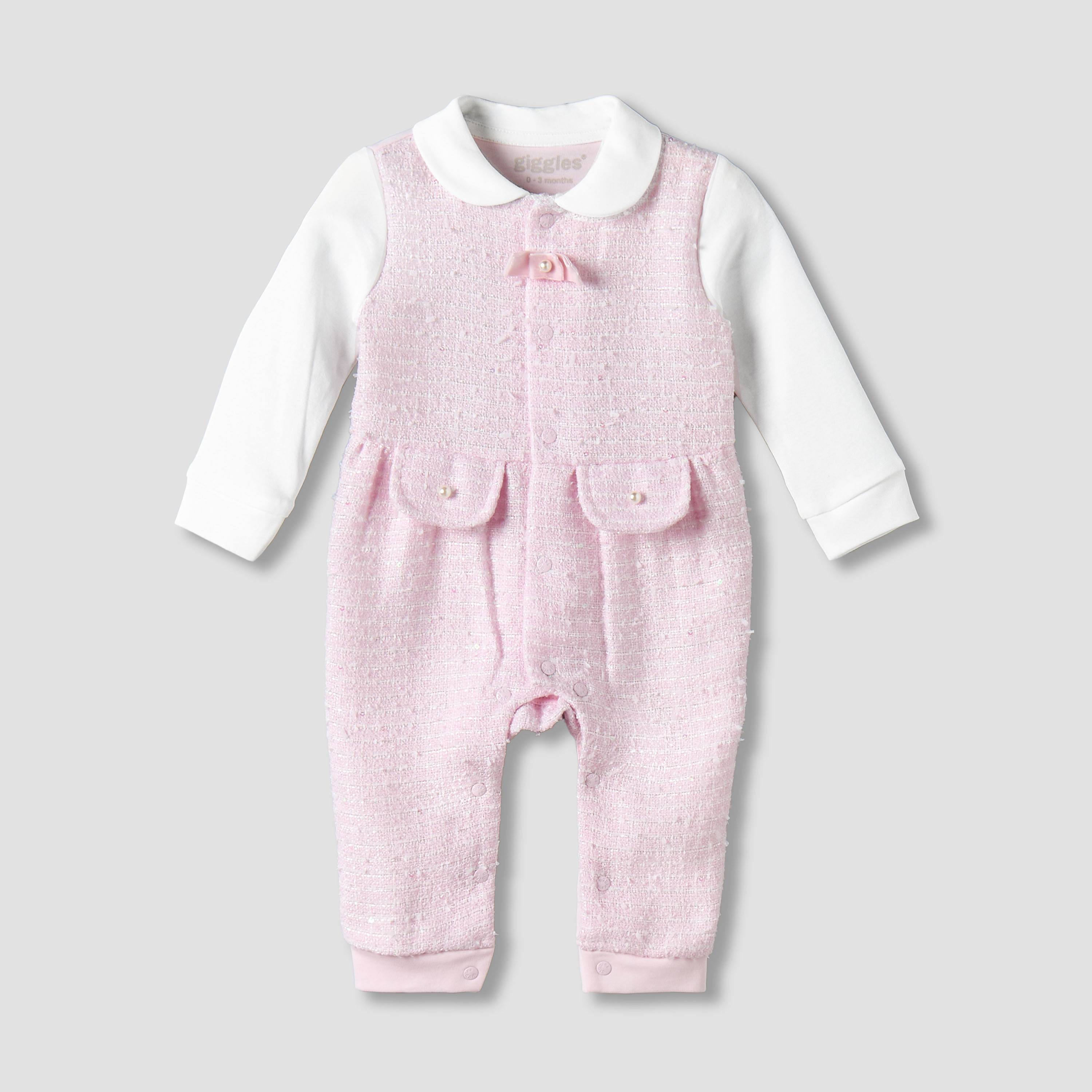 Giggles Cotton Peter Pan Collar Long Sleeves Sleepsuit with Textured Design-baby-girls-clothing-nightwear-sleepsuits-image-2