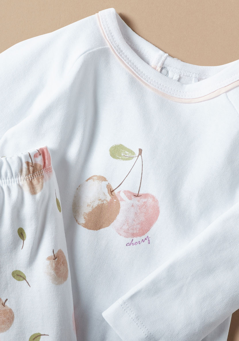 Juniors Cherry Print T-shirt and Pyjama Set-Pyjama Sets-image-3