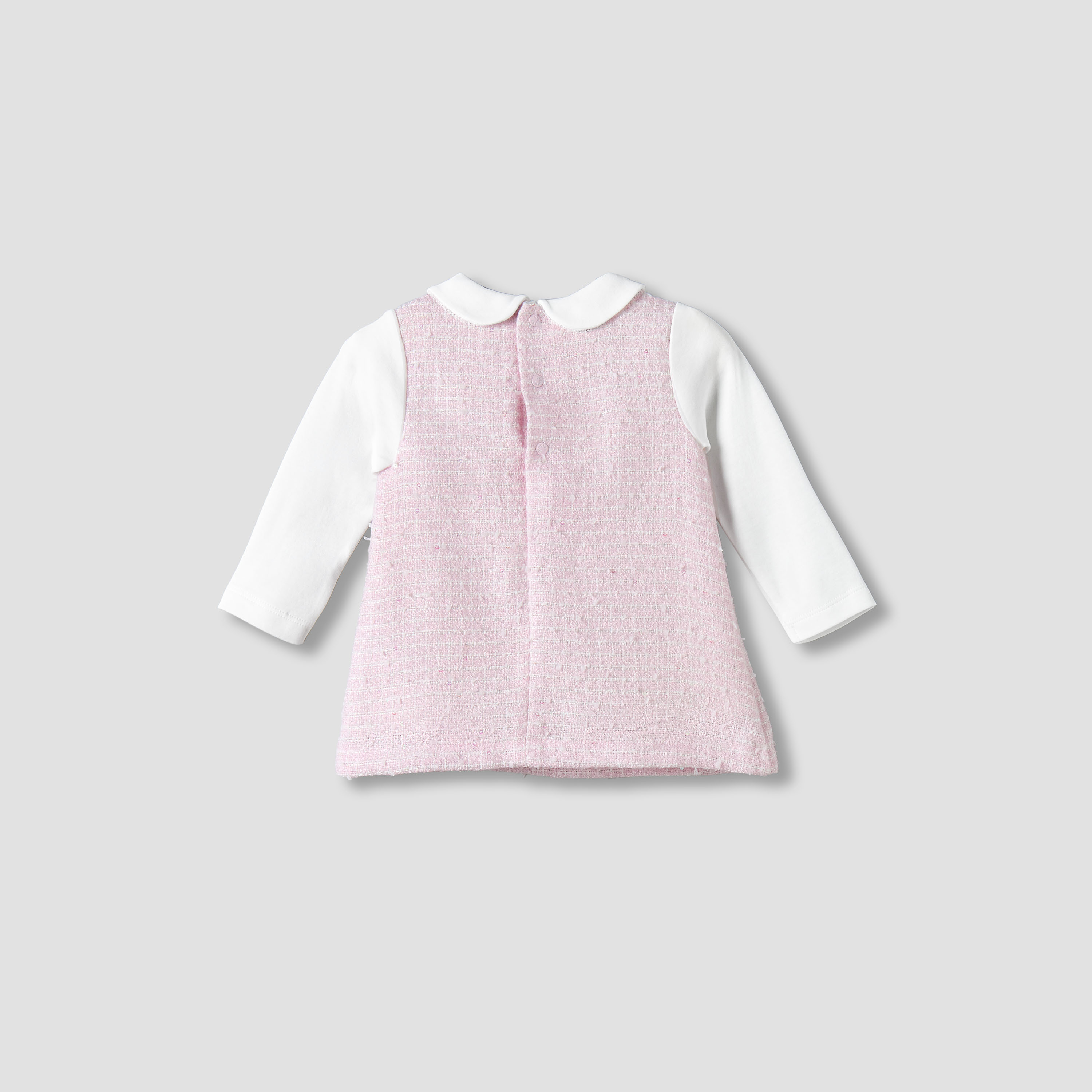 Giggles Collared Long Sleeves A-line Dress with Bow and Pearl Detail-baby-girls-clothing-dressesandjumpsuits-image-3