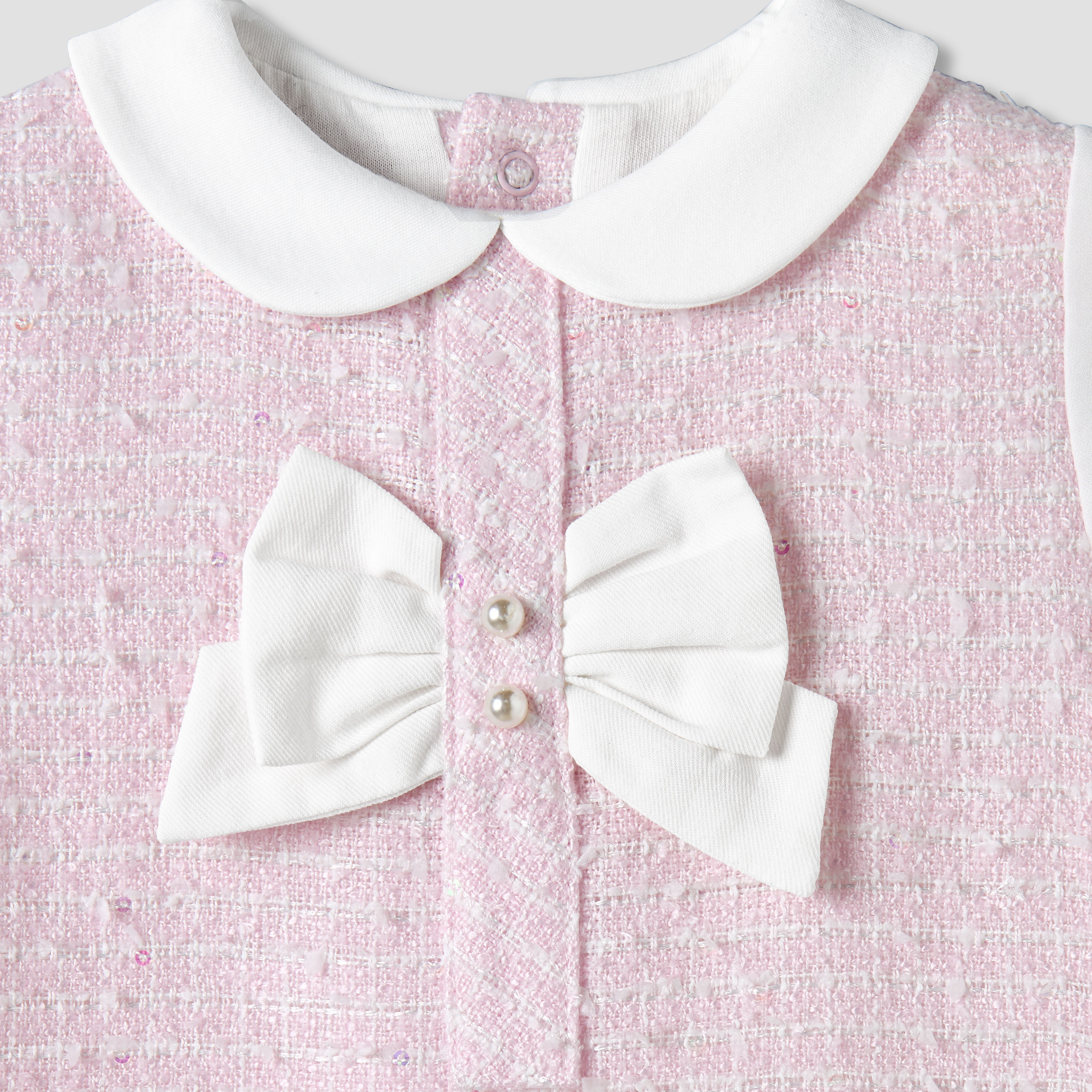 Giggles Collared Long Sleeves A-line Dress with Bow and Pearl Detail-baby-girls-clothing-dressesandjumpsuits-image-4