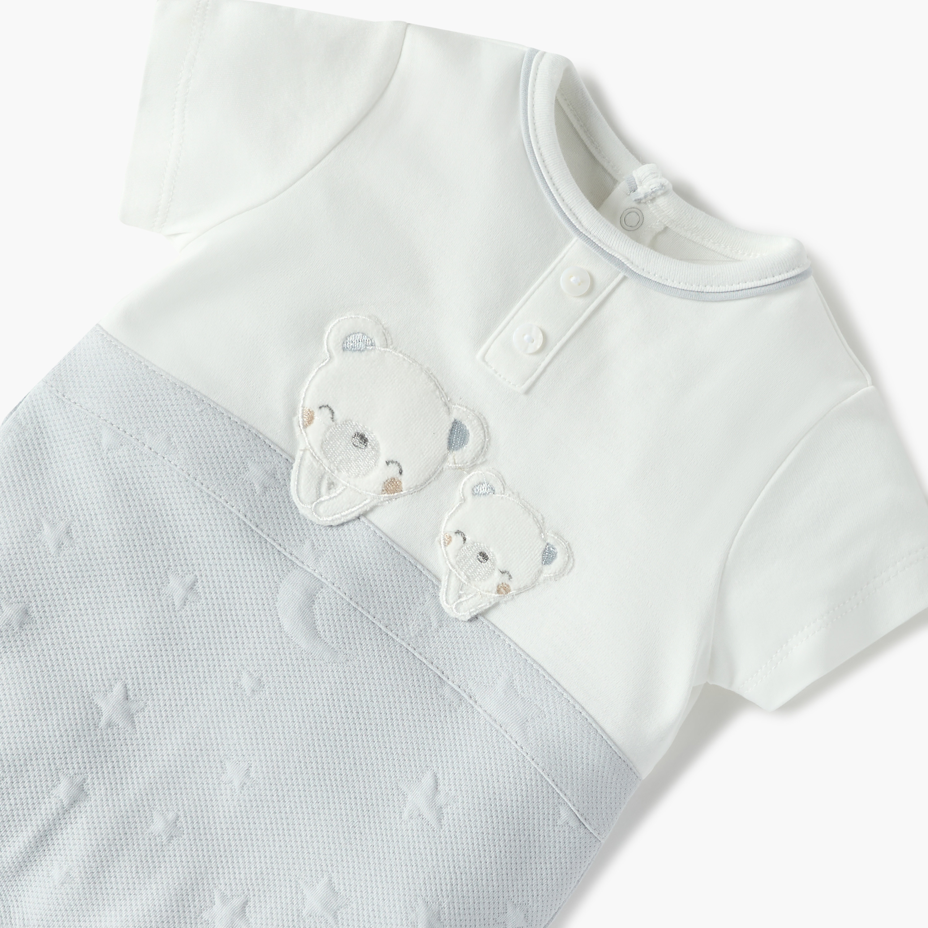 Giggles Bear Applique Romper with Short Sleeves and Button Closure-baby-boys-clothing-rompers-image-3