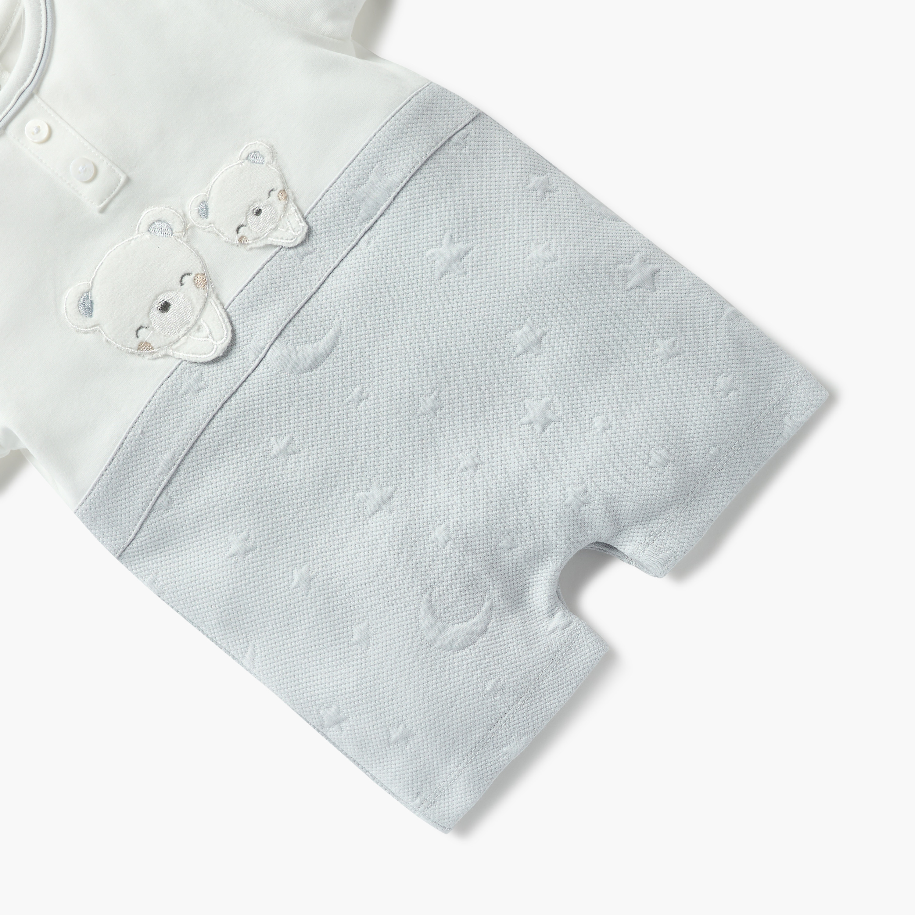Giggles Bear Applique Romper with Short Sleeves and Button Closure-baby-boys-clothing-rompers-image-4