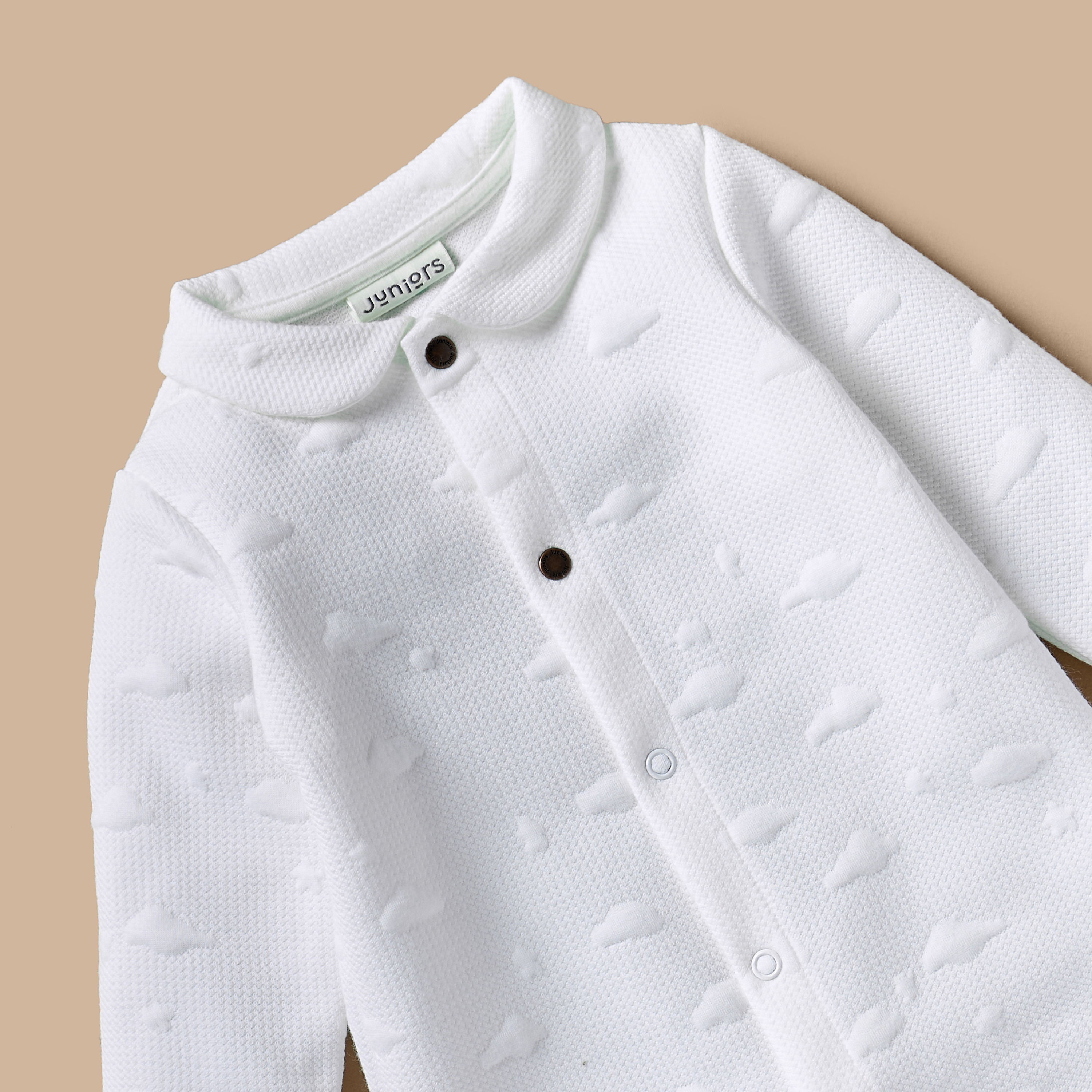 Juniors Cloud Textured Jacquard Sleepsuit with Long Sleeves and Collar-baby-girls-clothing-nightwear-sleepsuits-image-3