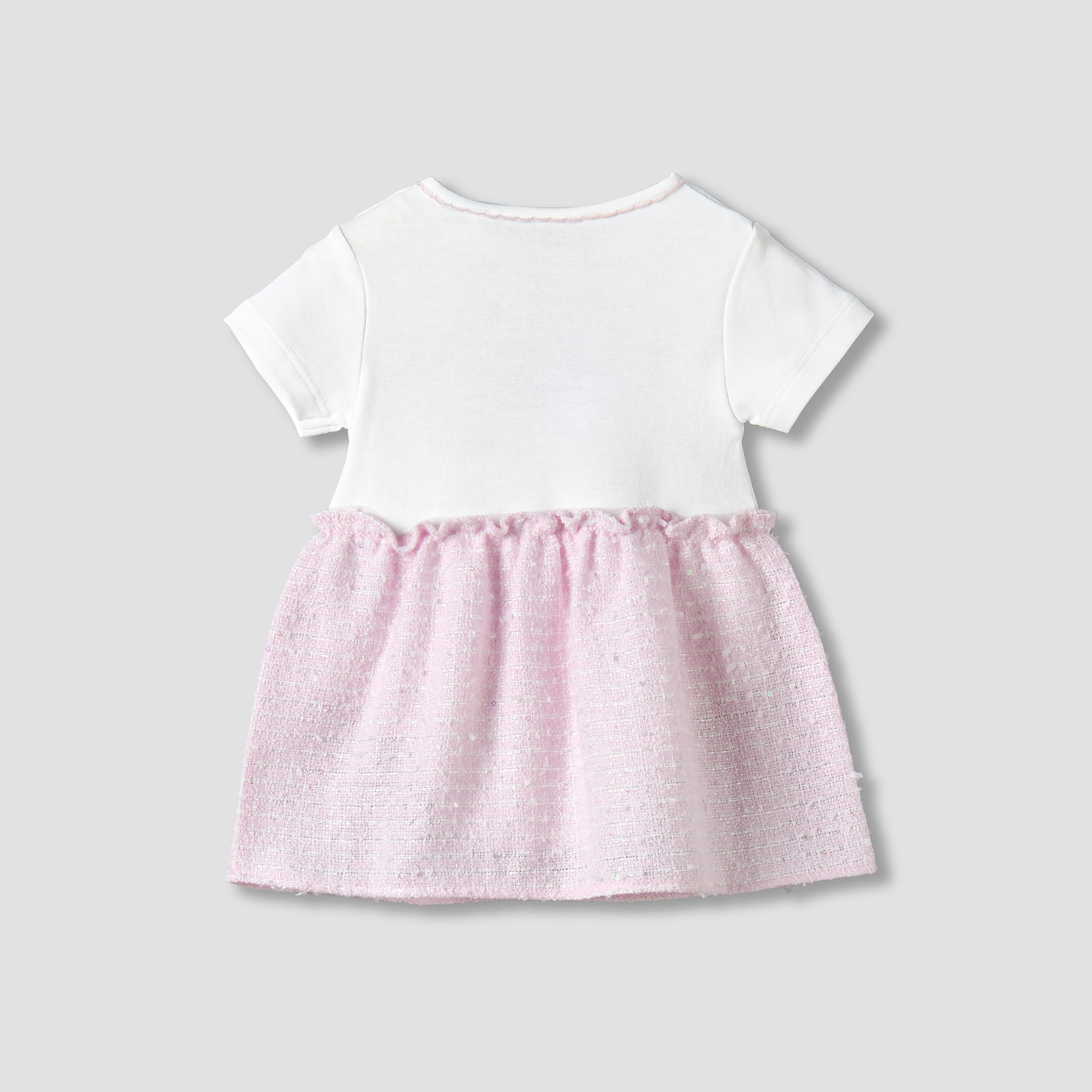 Giggles Round Neck Short Sleeves A-line Dress with Bow Detail-baby-girls-clothing-dressesandjumpsuits-image-3