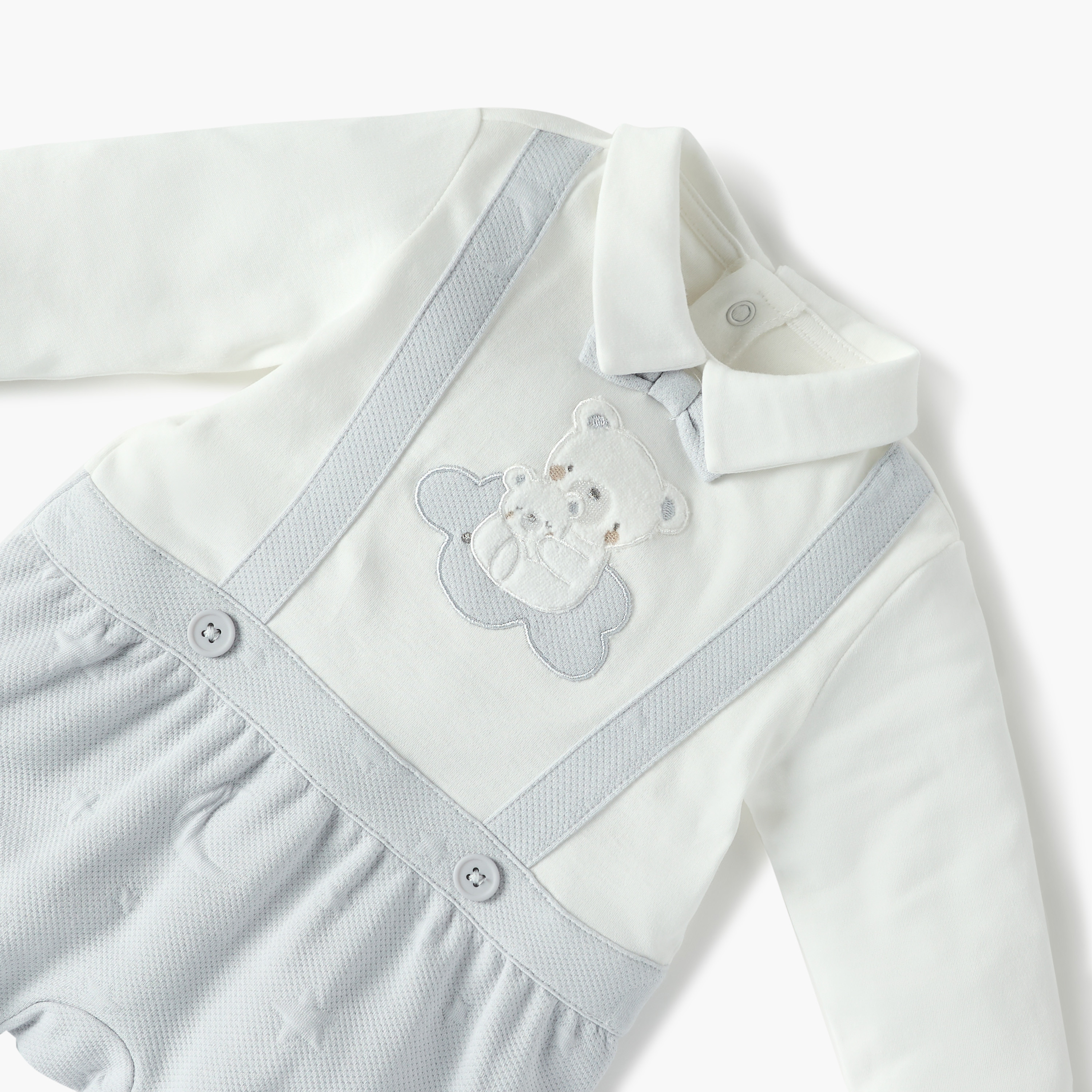 Giggles Bear Applique Closed Feet Sleepsuit with Long Sleeves-baby-boys-clothing-nightwear-sleepsuits-image-3