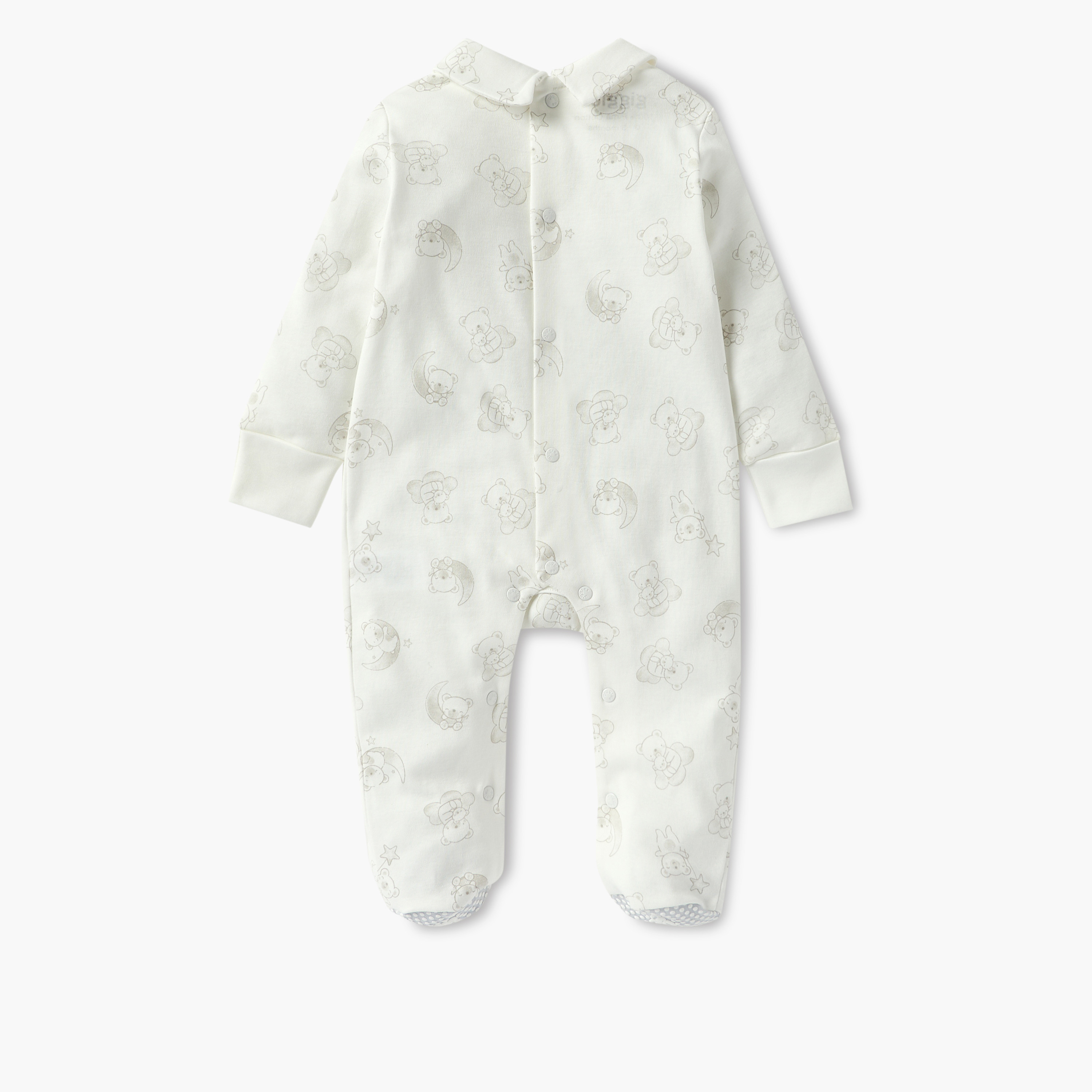 Giggles Bear Print Closed Feet Sleepsuit with Long Sleeves-baby-boys-clothing-nightwear-sleepsuits-image-2
