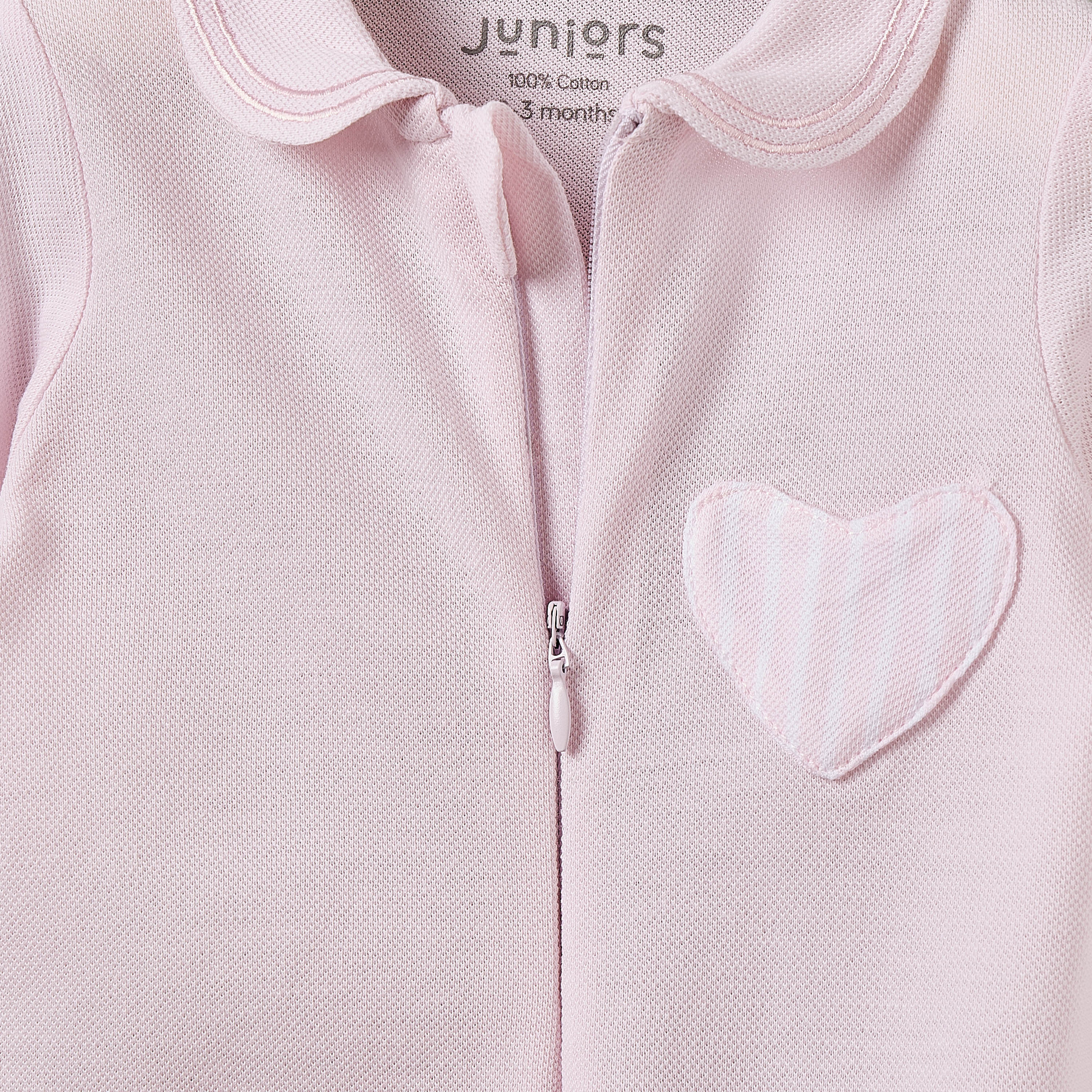 Juniors Cotton Peter Pan Collar Long Sleeves Sleepsuit with Heart Applique-baby-girls-clothing-nightwear-sleepsuits-image-4