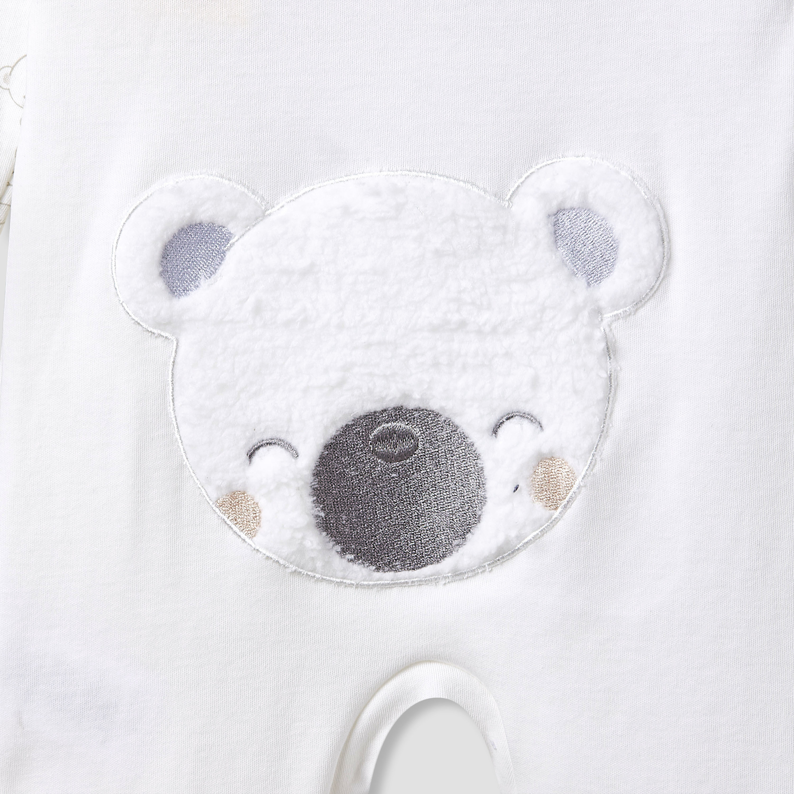 Giggles Round Neck Sleepsuit with Bear Applique - Cotton - Long Sleeves-baby-boys-clothing-nightwear-sleepsuits-image-5
