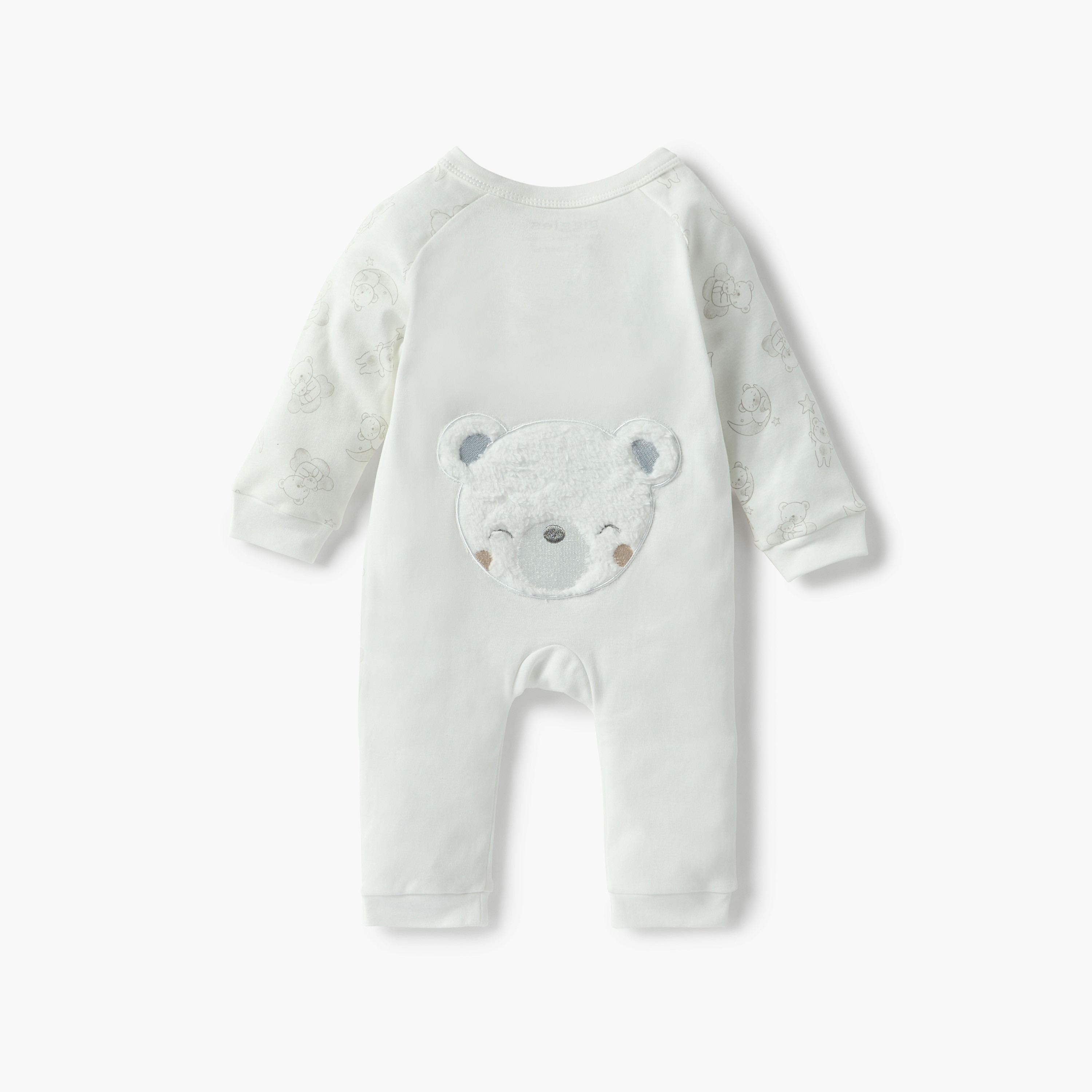Giggles Bear Applique Sleepsuit with Long Sleeves-baby-boys-clothing-nightwear-sleepsuits-image-2