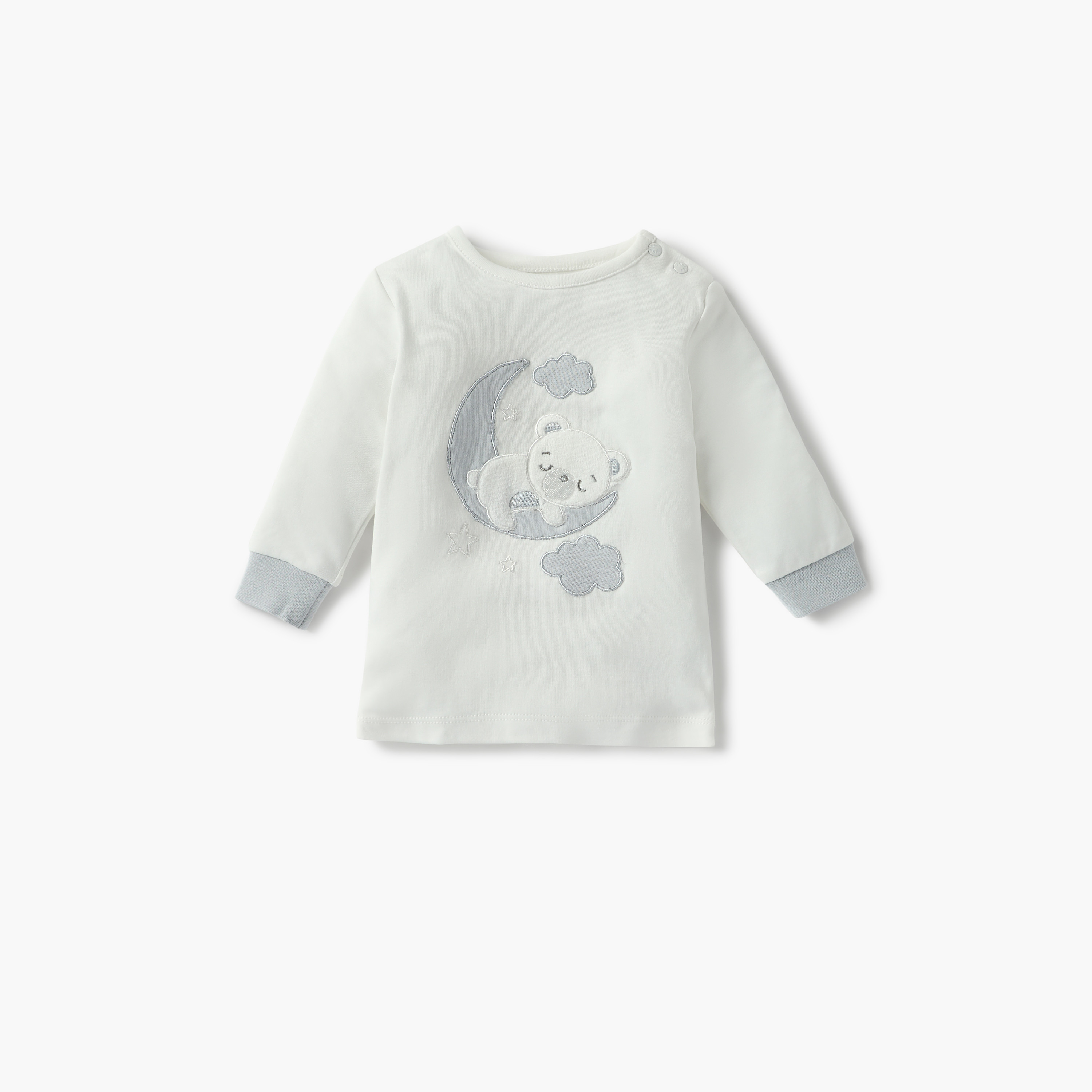 Giggles Bear Applique Long Sleeves T-shirt and Pyjama Set-baby-boys-clothing-nightwear-pyjamasets-image-2