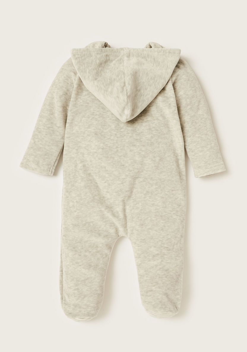 Juniors Bear Embroidery Closed Feet Sleepsuit with Long Sleeves and Hood-Sleepsuits-image-2