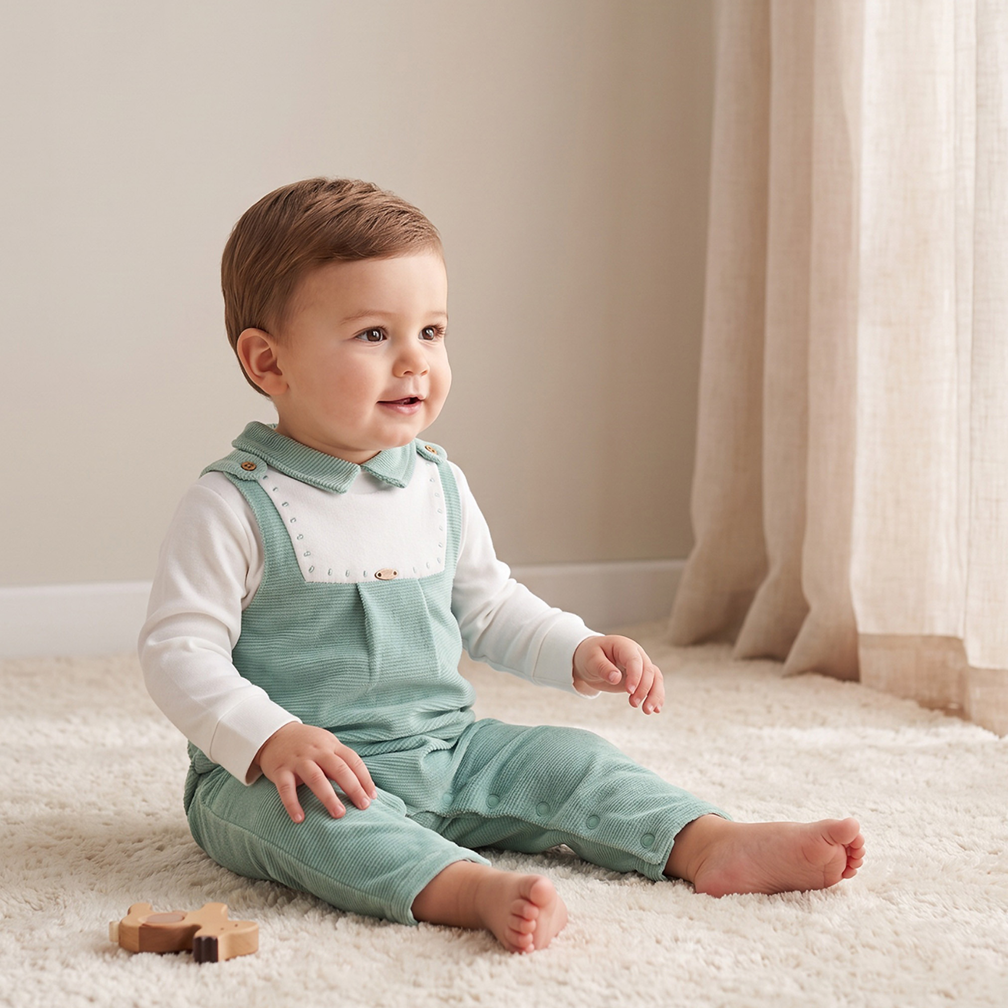 Giggles Collared Long Sleeves T-shirt and Dungaree Set with Embroidery-baby-boys-clothing-winterwear-setsandcoords-image-1