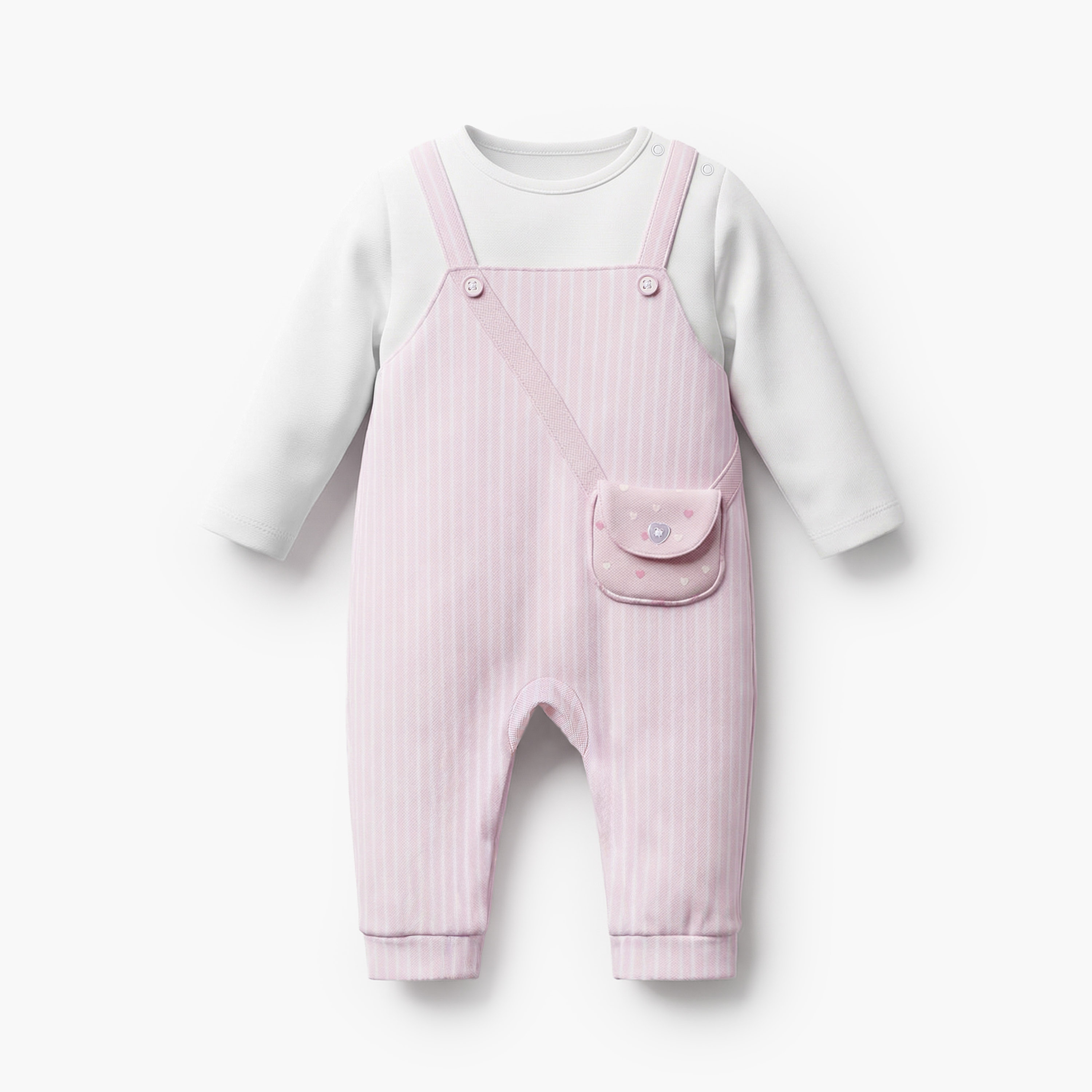 Juniors Cotton Round Neck Long Sleeves Sleepsuit with Stripes-baby-girls-clothing-nightwear-sleepsuits-image-2