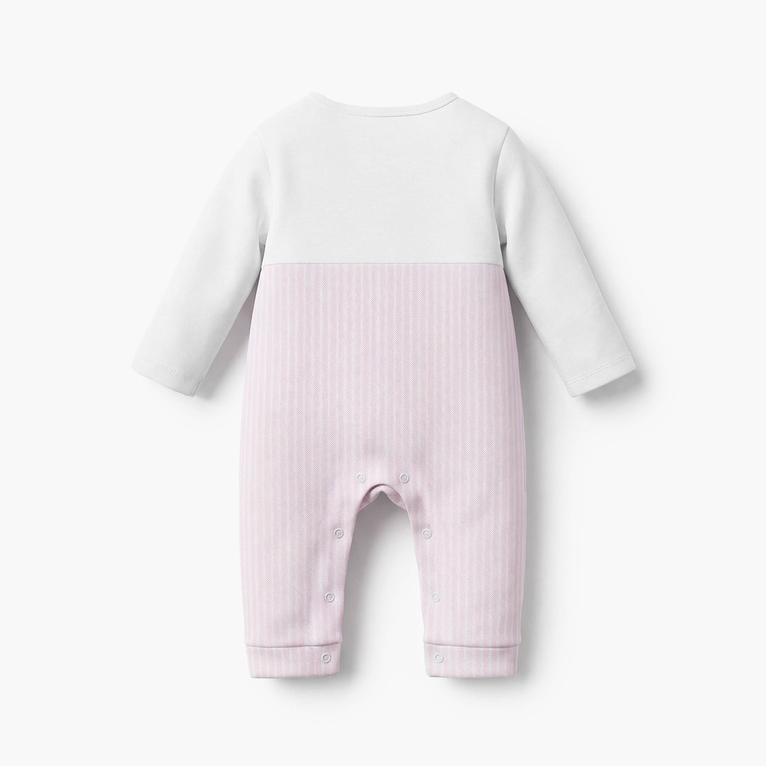 Juniors Cotton Round Neck Long Sleeves Sleepsuit with Stripes-baby-girls-clothing-nightwear-sleepsuits-image-3