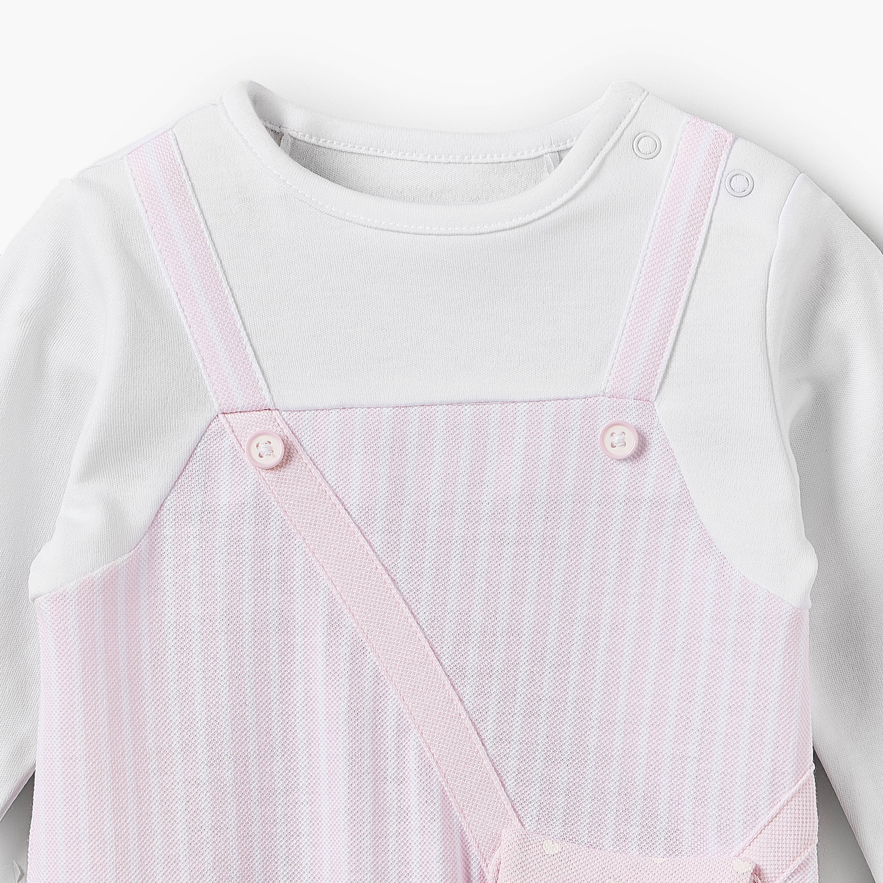 Juniors Cotton Round Neck Long Sleeves Sleepsuit with Stripes-baby-girls-clothing-nightwear-sleepsuits-image-4