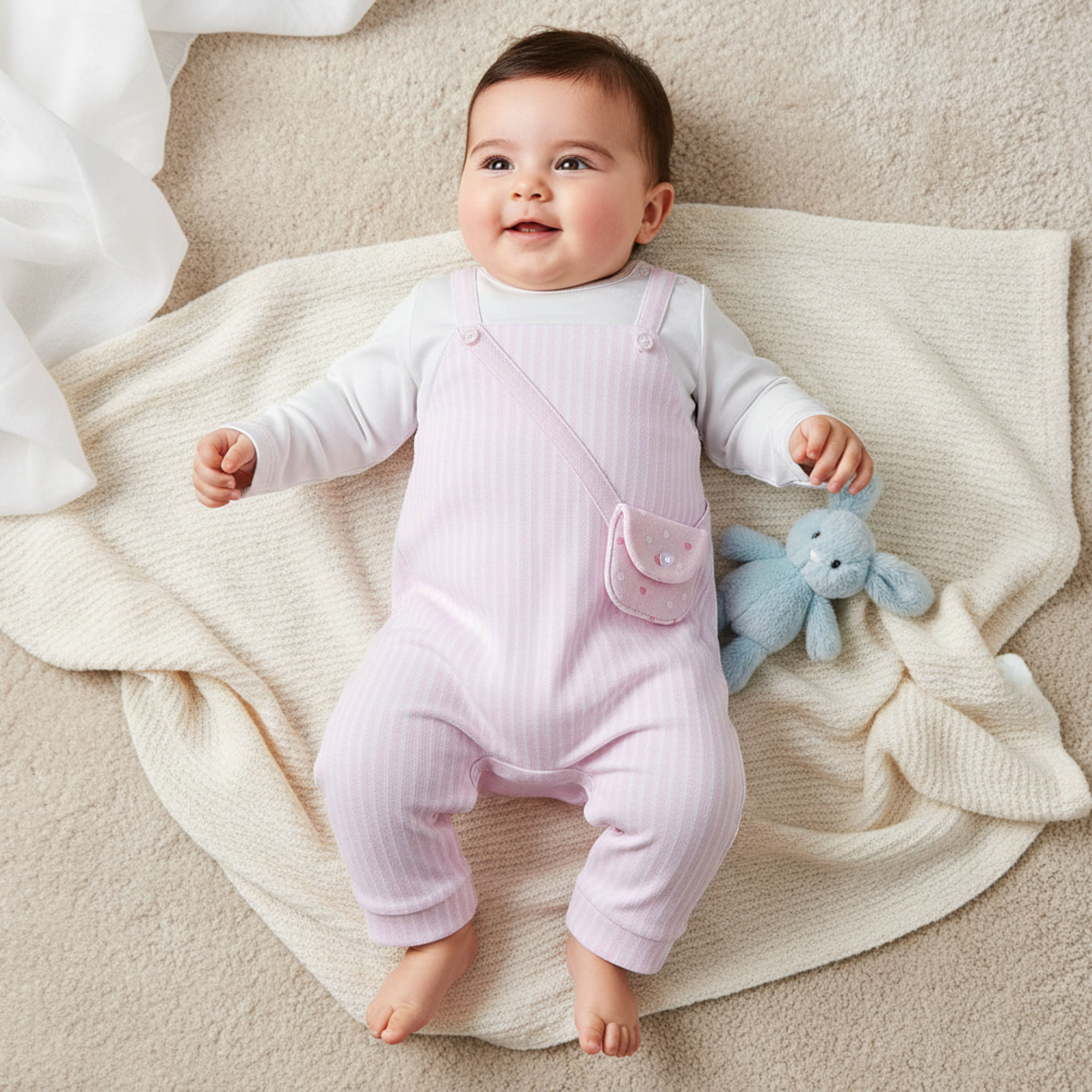 Juniors Cotton Round Neck Long Sleeves Sleepsuit with Stripes-baby-girls-clothing-nightwear-sleepsuits-image-1