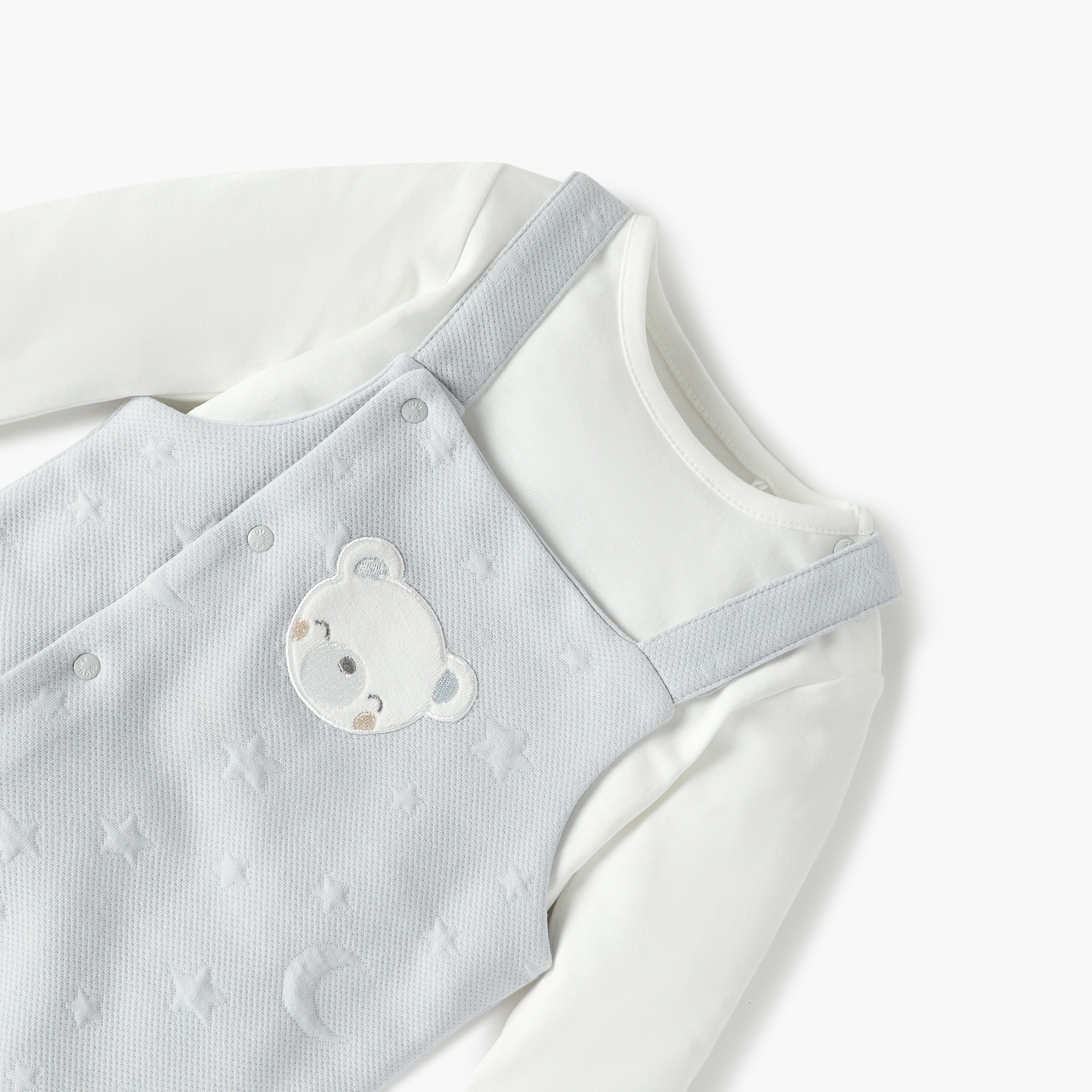 طقم تيشيرت بأكمام طويلة ودنغري بزخارف دب من جيجلز-baby-boys-clothing-rompers-image-5