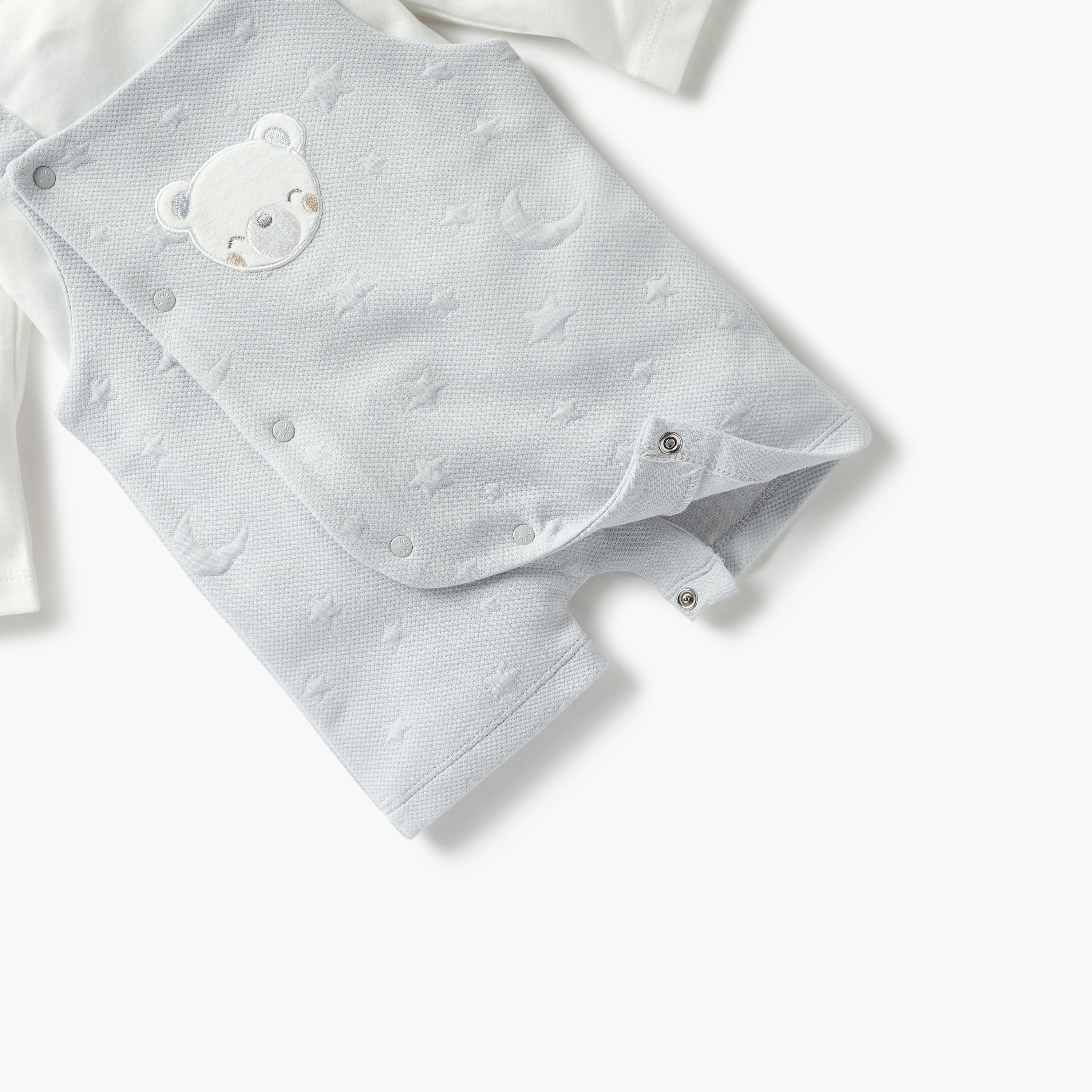 طقم تيشيرت بأكمام طويلة ودنغري بزخارف دب من جيجلز-baby-boys-clothing-rompers-image-4