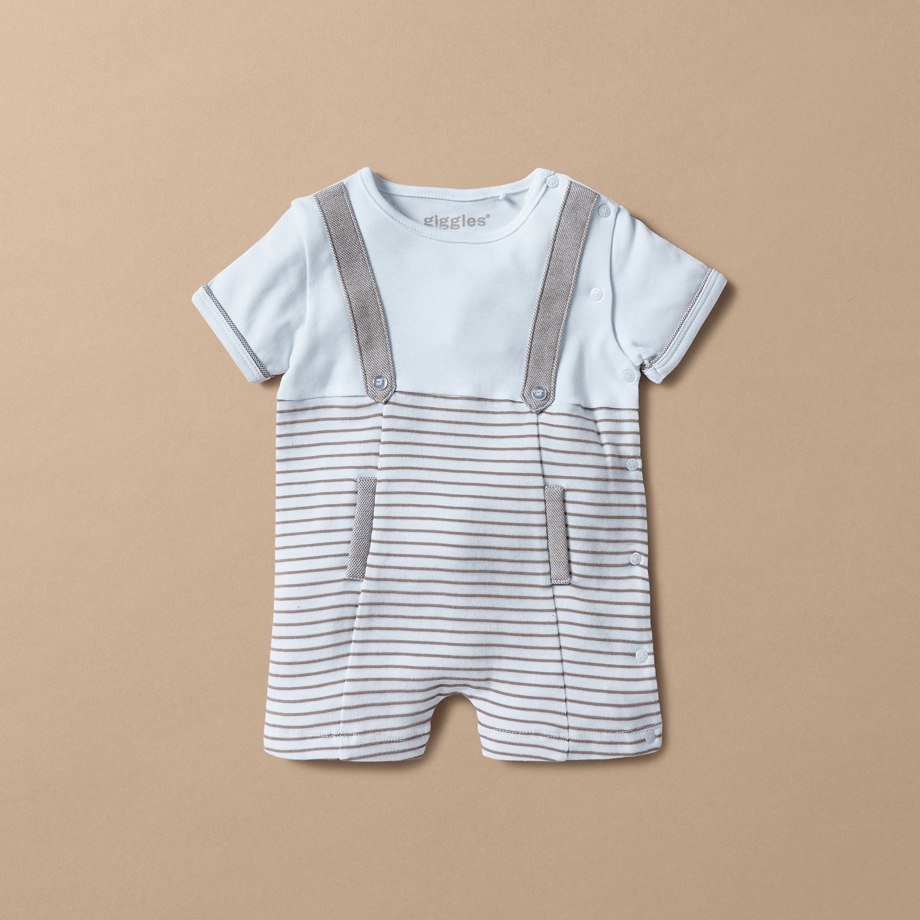 Giggles Striped Romper with Button Closure-baby-boys-clothing-winterwear-rompers-image-1