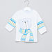 Juniors Teddy Bear Printed T-shirt and Striped Pyjama Set-Pyjama Sets-thumbnail-1