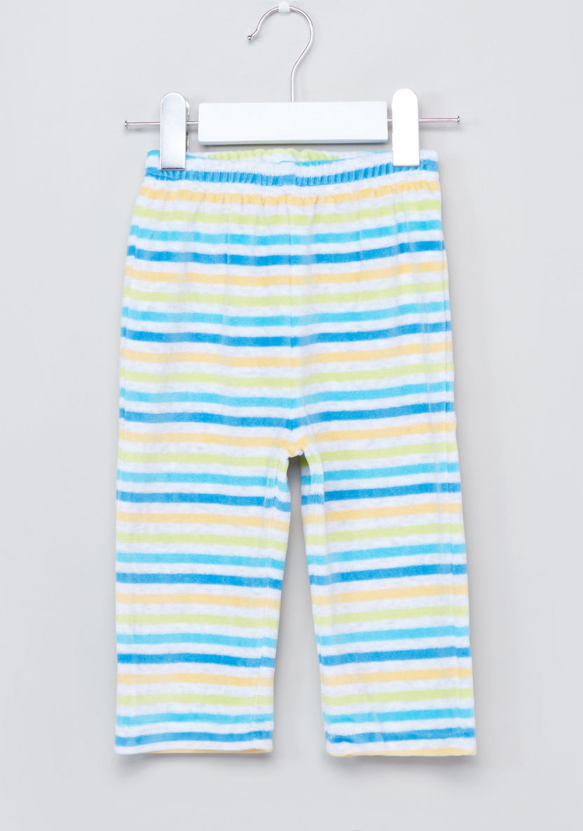 Juniors Teddy Bear Printed T-shirt and Striped Pyjama Set-Pyjama Sets-image-4