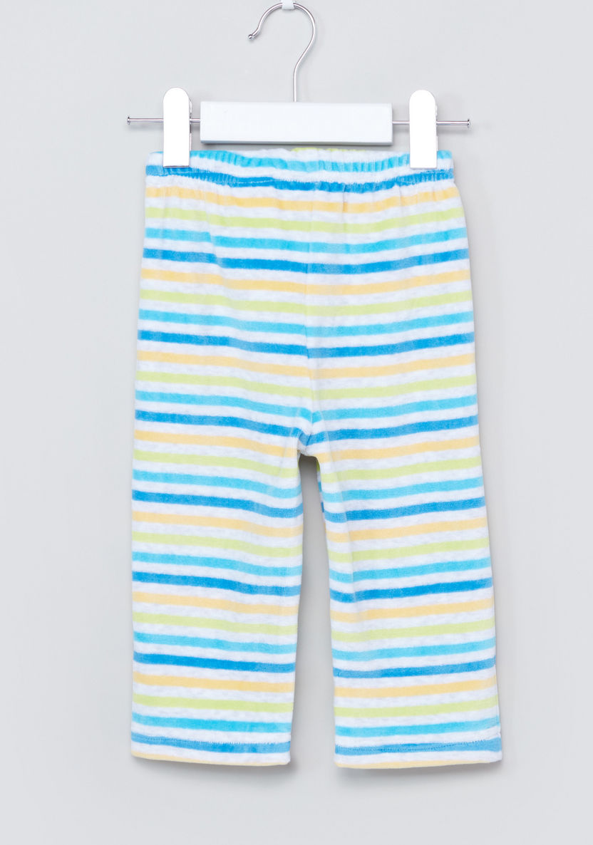 Juniors Teddy Bear Printed T-shirt and Striped Pyjama Set-Pyjama Sets-image-5