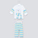 Juniors Teddy Bear Printed T-shirt and Striped Pyjama Set-Pyjama Sets-thumbnail-0