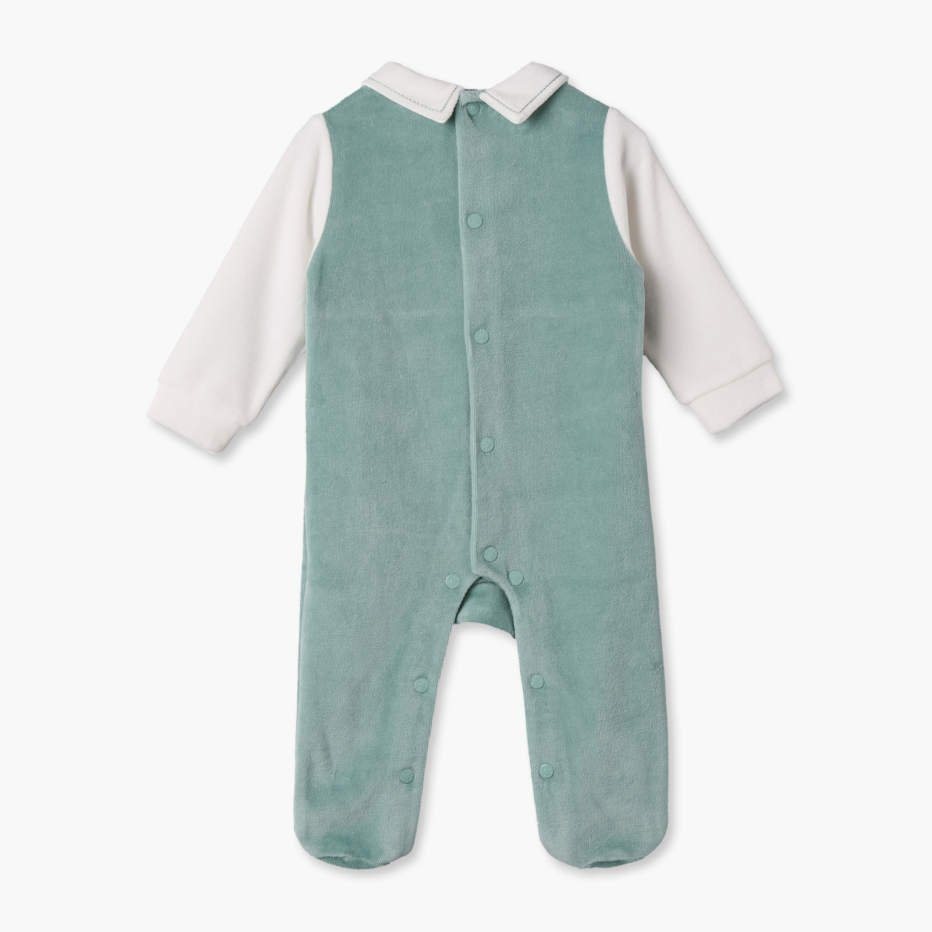 بدلة نوم قطنية بتفاصيل صديري وزينة فيونكة من جيجلز-baby-boys-clothing-nightwear-sleepsuits-image-3