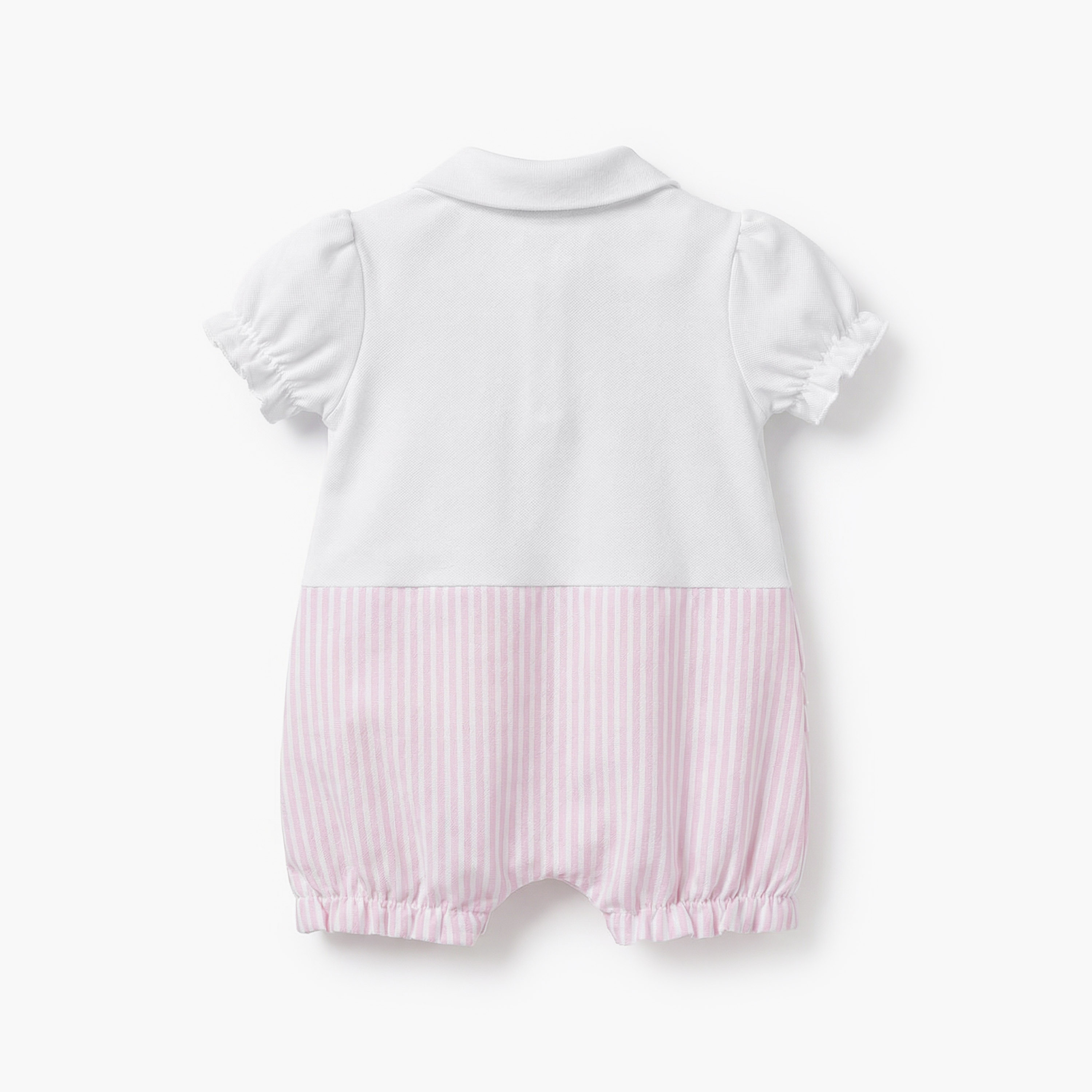 Juniors Peter Pan Collar Short Sleeves Romper with Stripes-baby-girls-clothing-rompers-image-2