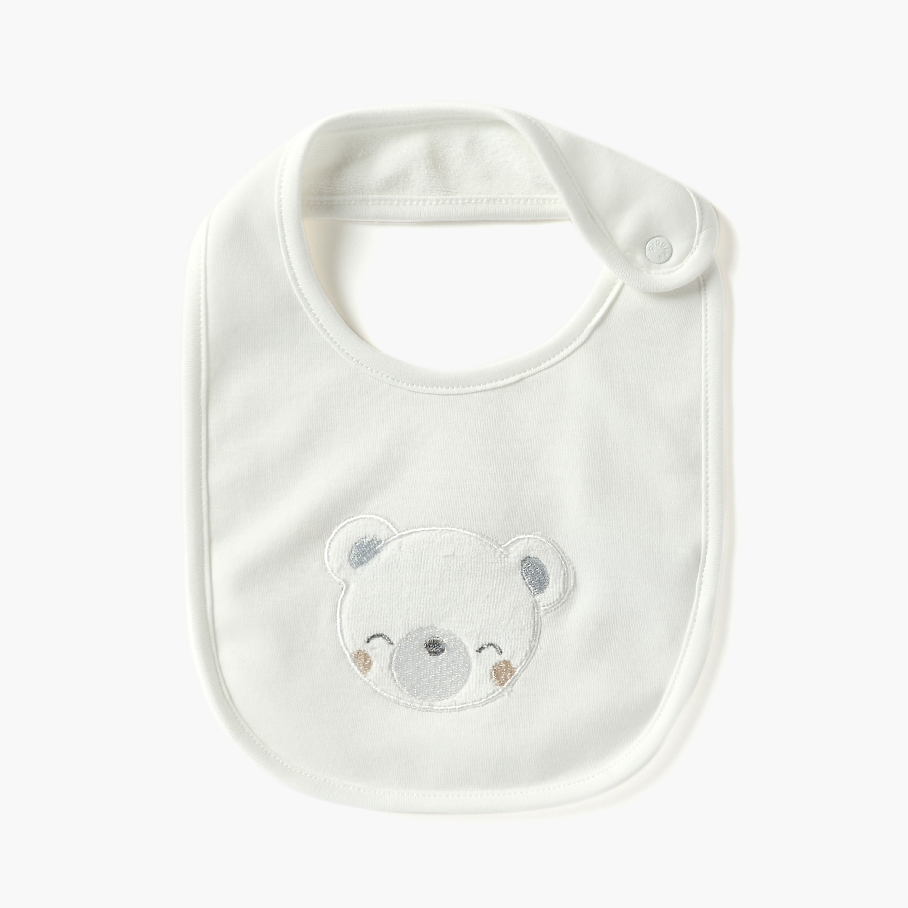 Giggles Bear Applique Bib with Snap Button Closure-baby-feeding-bibs-image-1