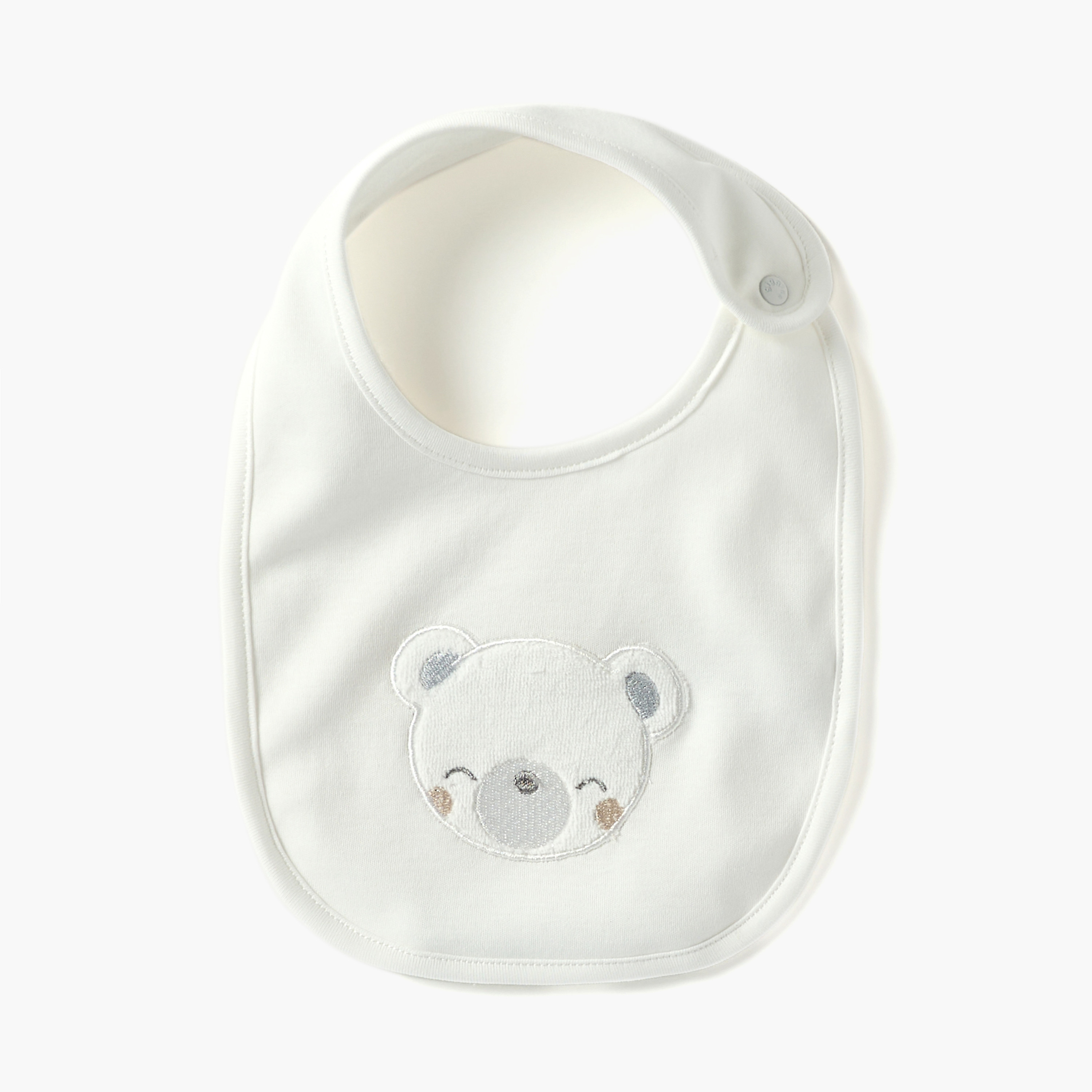 Giggles Bear Applique Bib with Snap Button Closure-baby-feeding-bibs-image-2